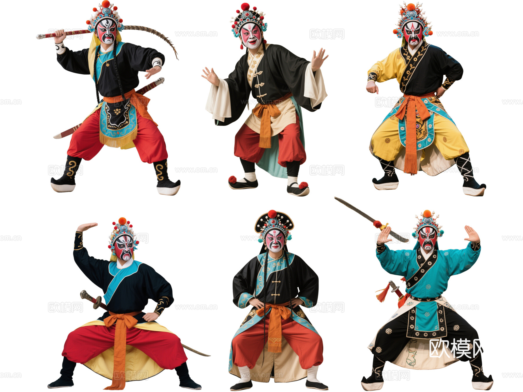 PS免抠京剧人物 生旦净末丑 丑角武丑 戏剧角色 地方戏剧