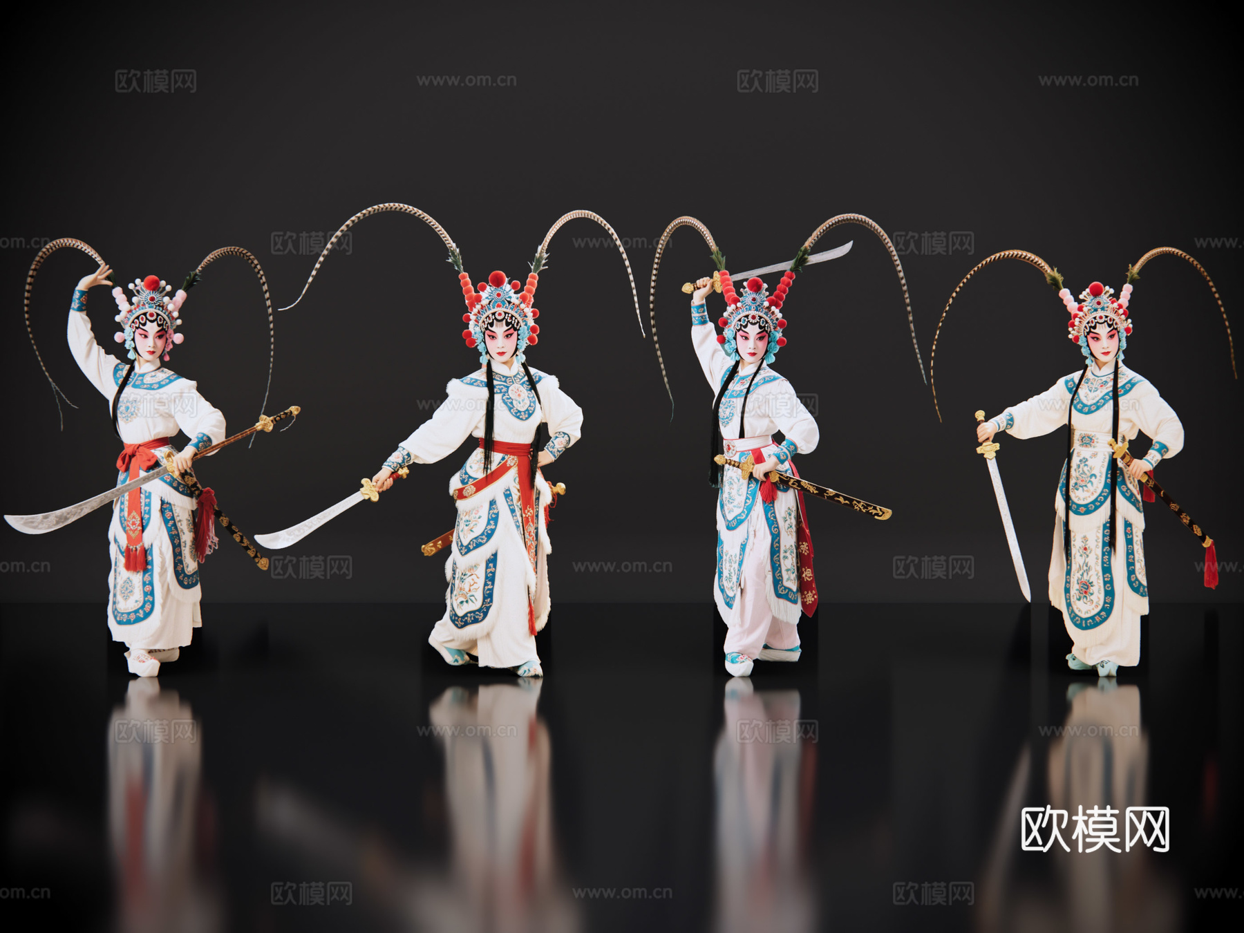 2D京剧人物 生旦净末丑 刀马旦 戏剧角色 地方戏剧 潮剧su模型