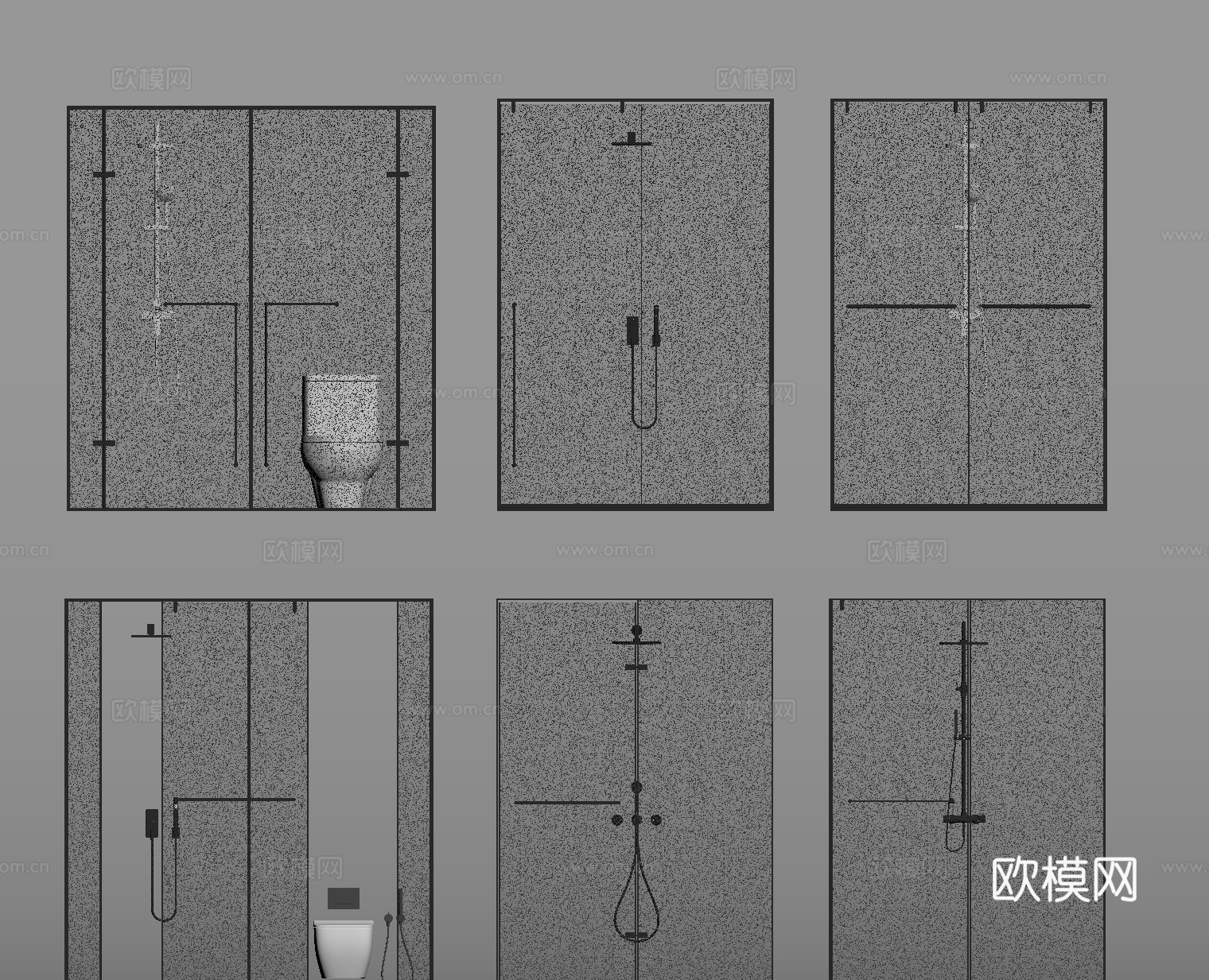 冲凉房 淋浴间 浴室隔断su模型