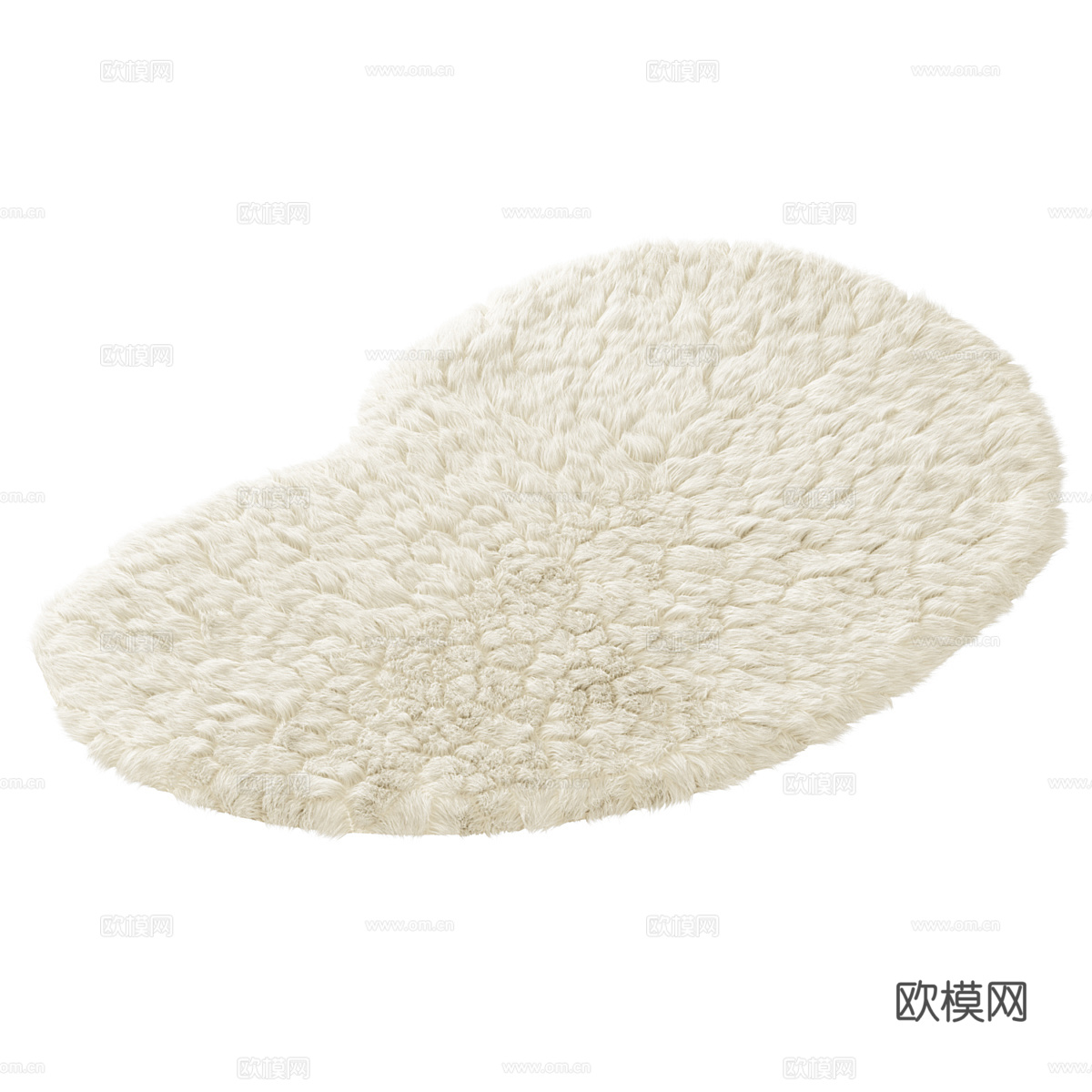 现代奶油风毛绒地毯3d模型