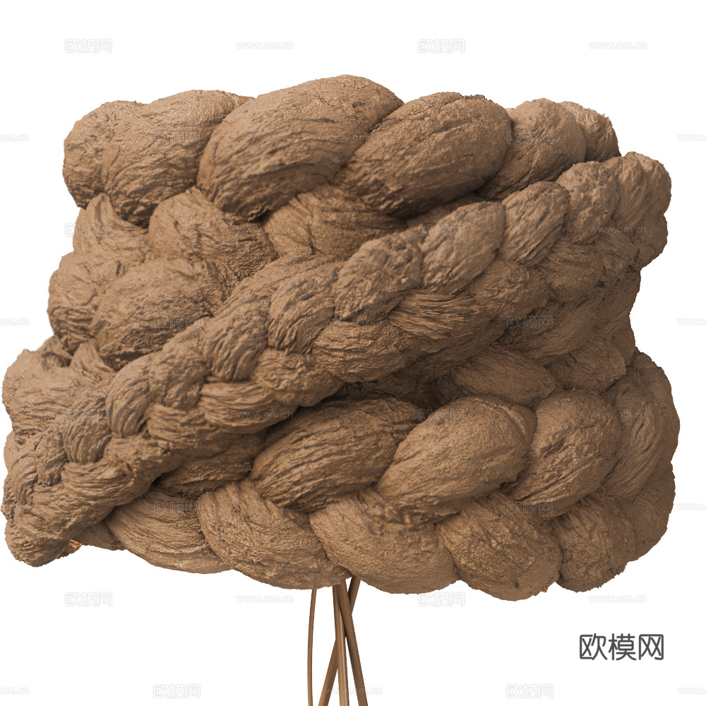 现代侘寂藤编装饰落地灯3d模型