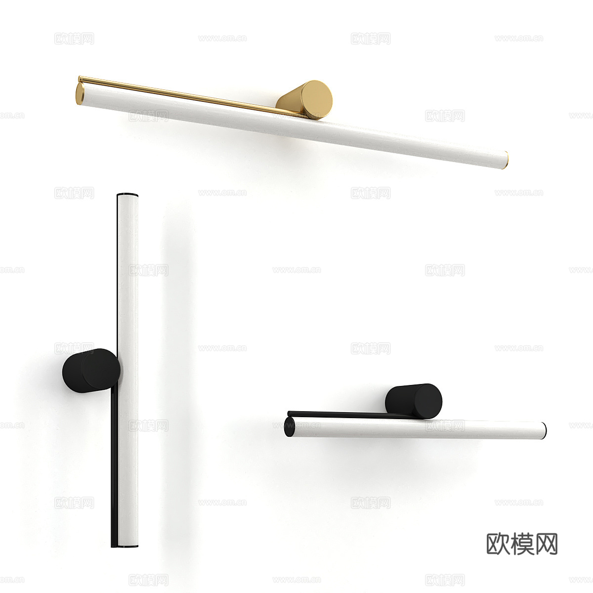 现代轻奢极简金属长条壁灯3d模型