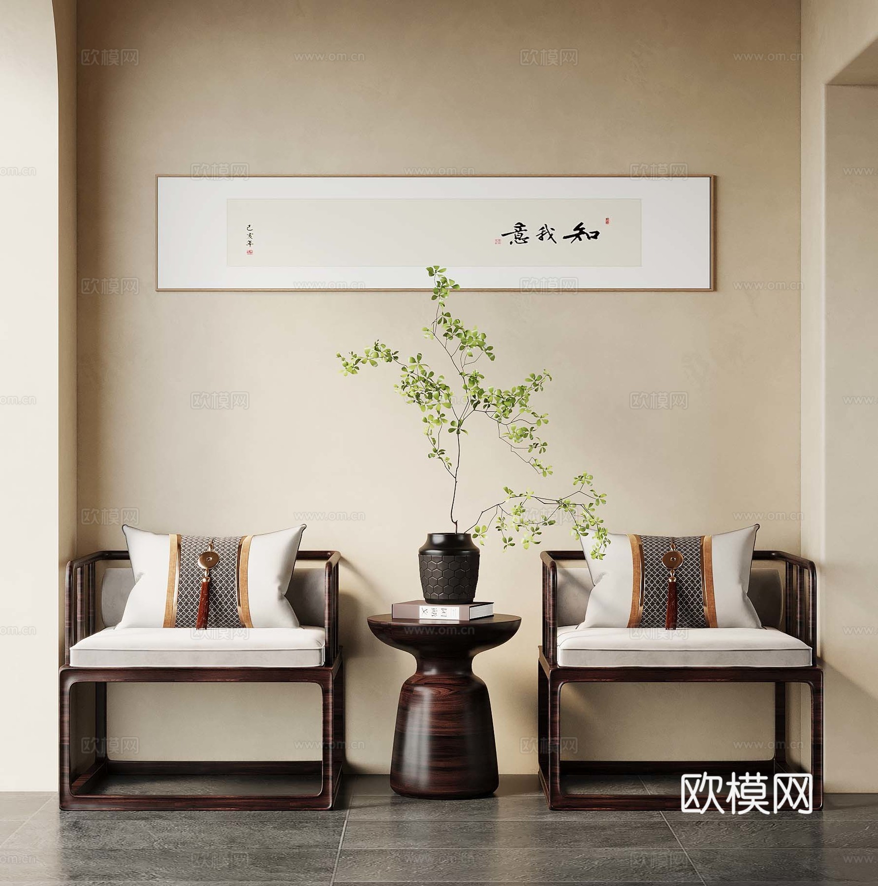 新中式休闲椅su模型