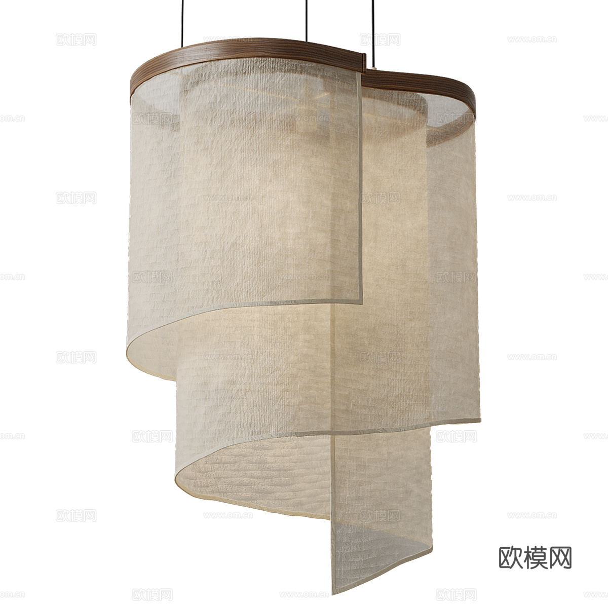 新中式轻奢布艺吊灯3d模型