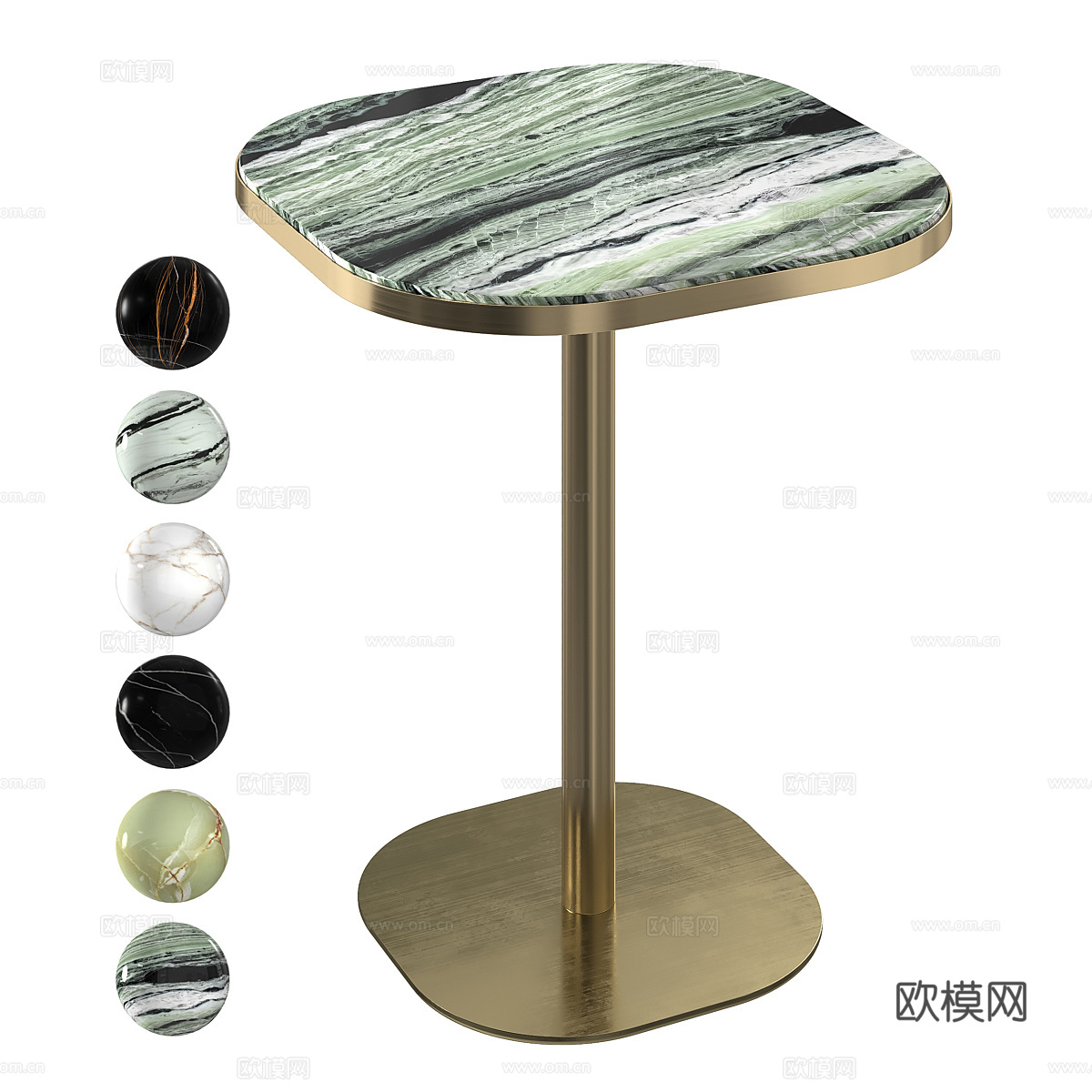 现代轻奢大理石金属边几3d模型