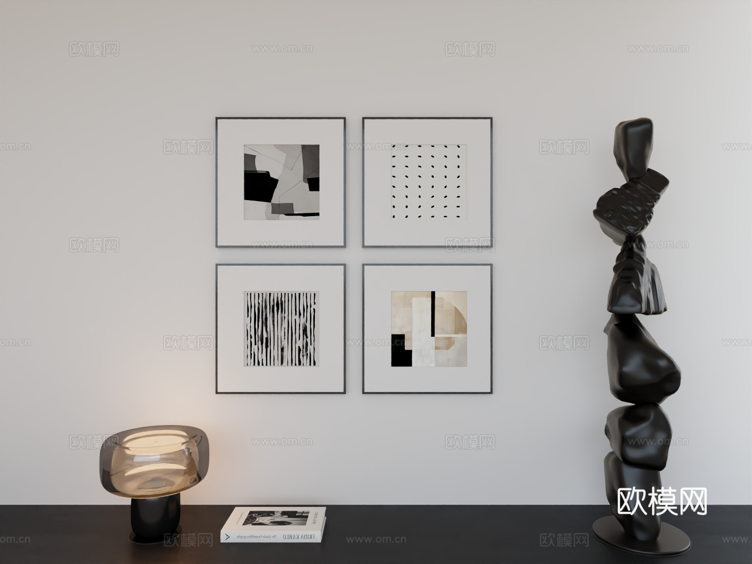 现代简约挂画极简阵列挂画3d模型
