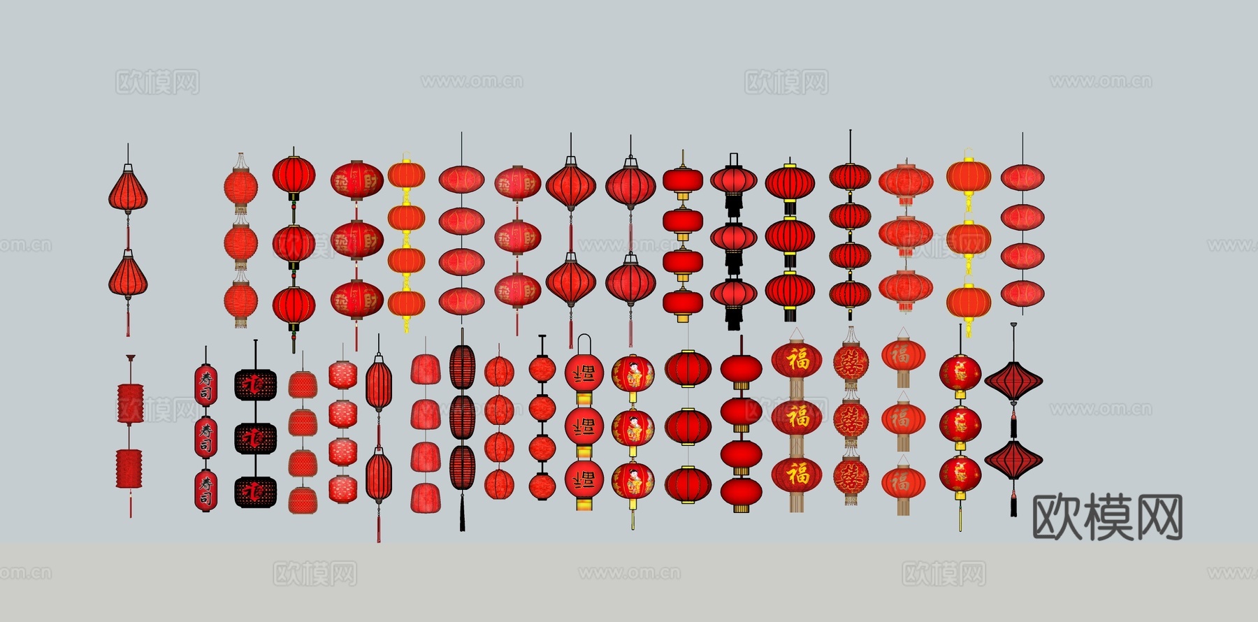 中式红灯笼su模型