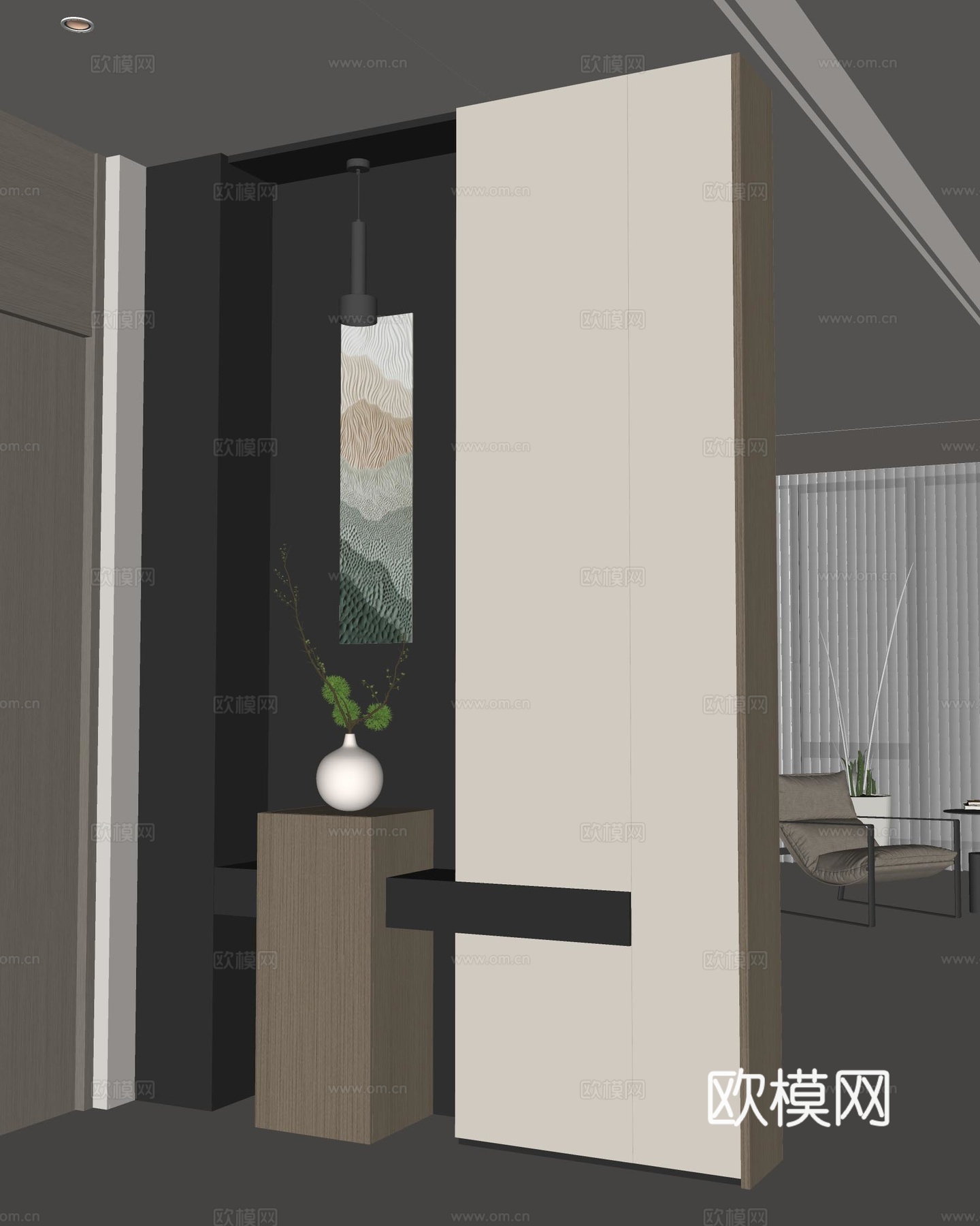玄关 玄关隔断 门厅玄关 过道玄关 玄关屏风su模型