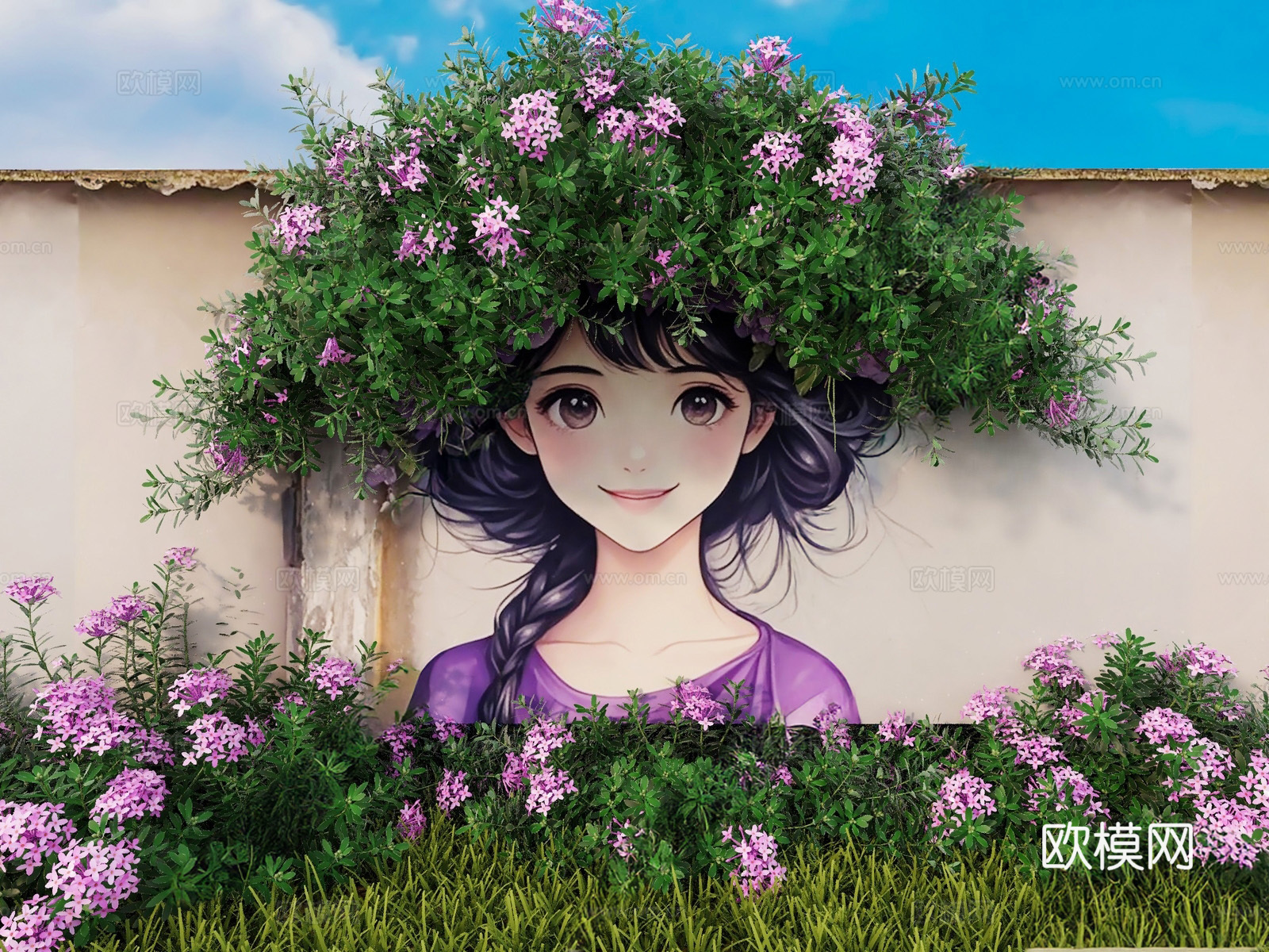 现代美陈墙体su模型