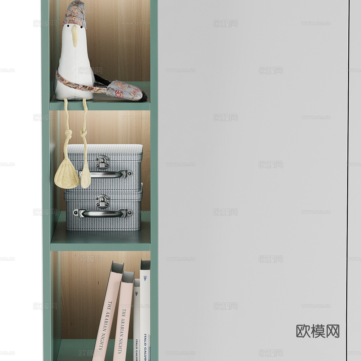 现代北欧儿童书柜衣柜组合3d模型