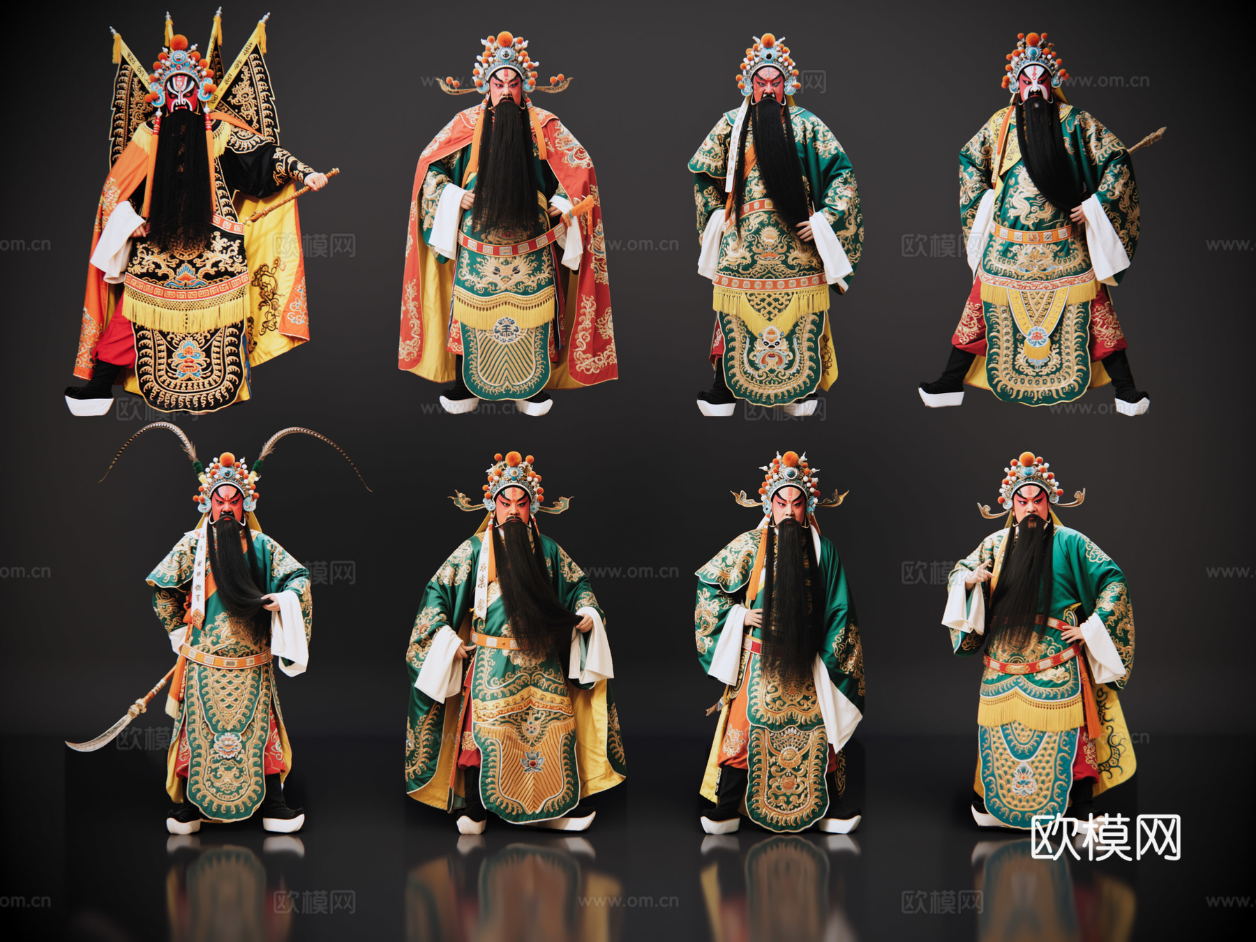 2D京剧人物 生旦净末丑 净角关公 戏剧角色 地方戏剧 潮剧su模型