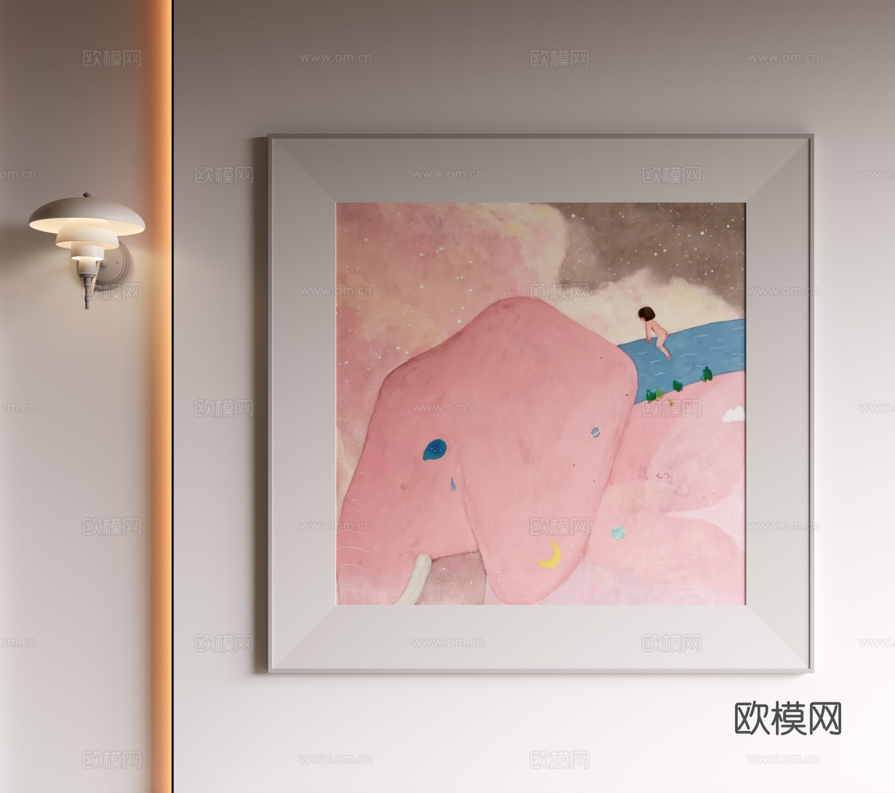 现代极简装饰画 侘寂中古风挂画 奶油风装饰画 意式挂画 黑白su模型