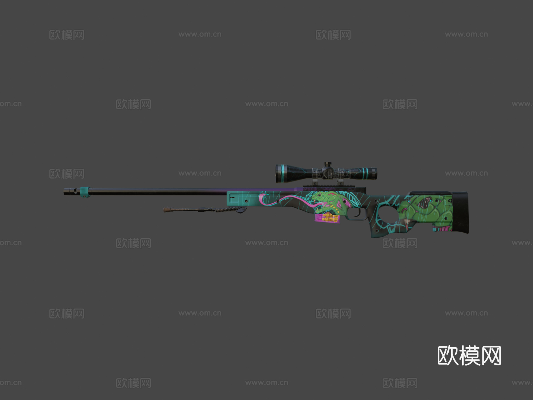 AWP-=致命毒刺=皮肤3d模型