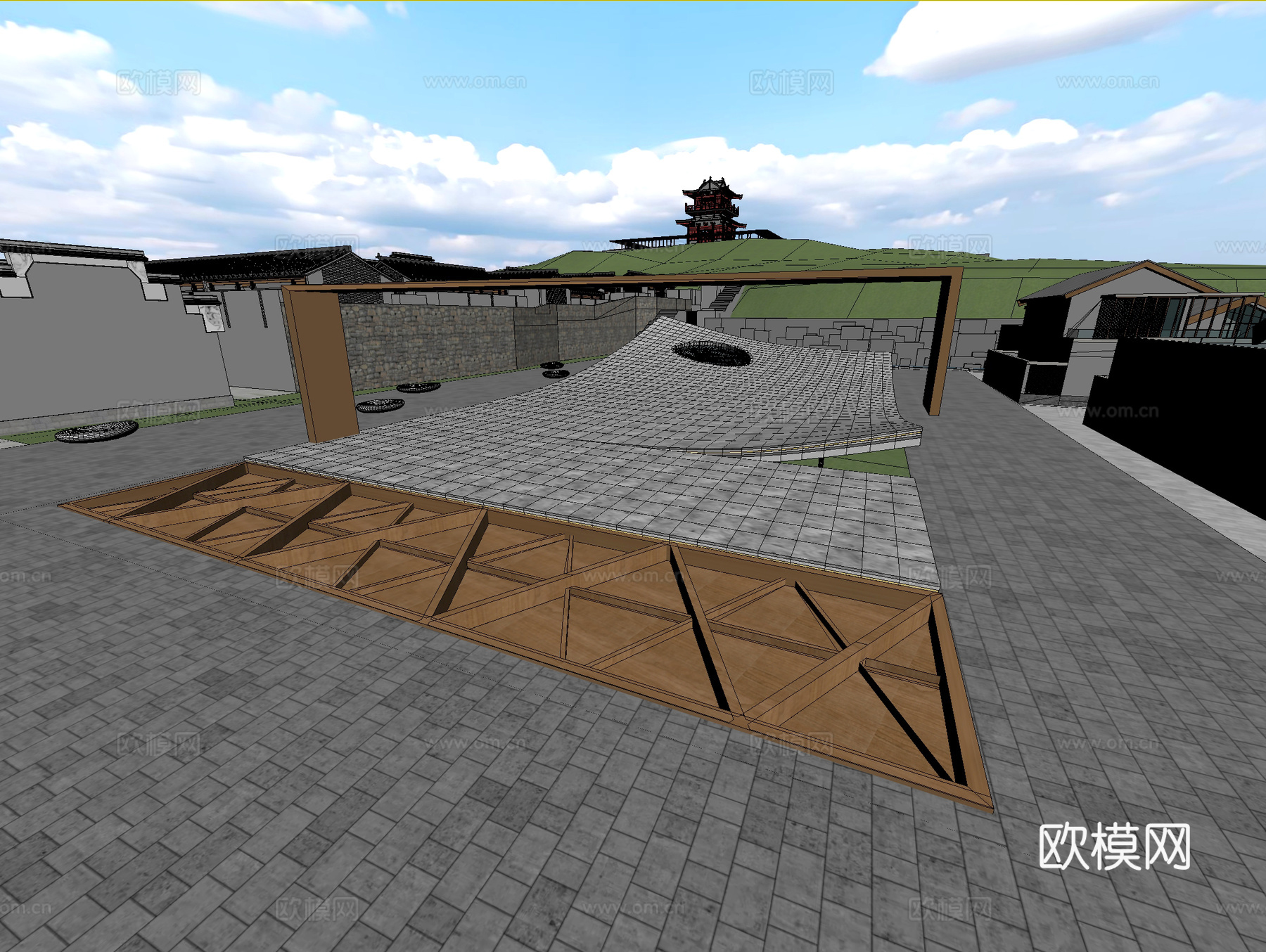 古建 小镇 商业街 中式建筑3d模型