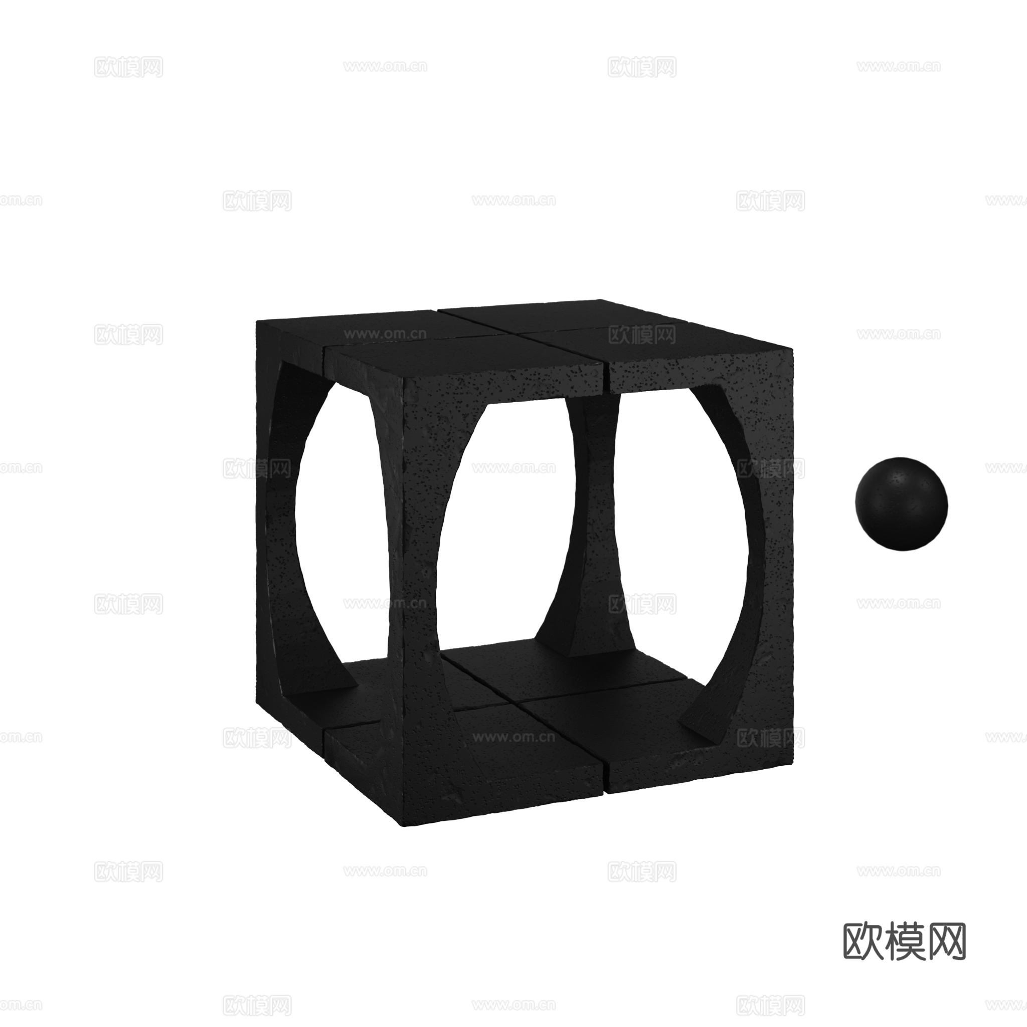 得闲 墩墩边几 中古边几3d模型