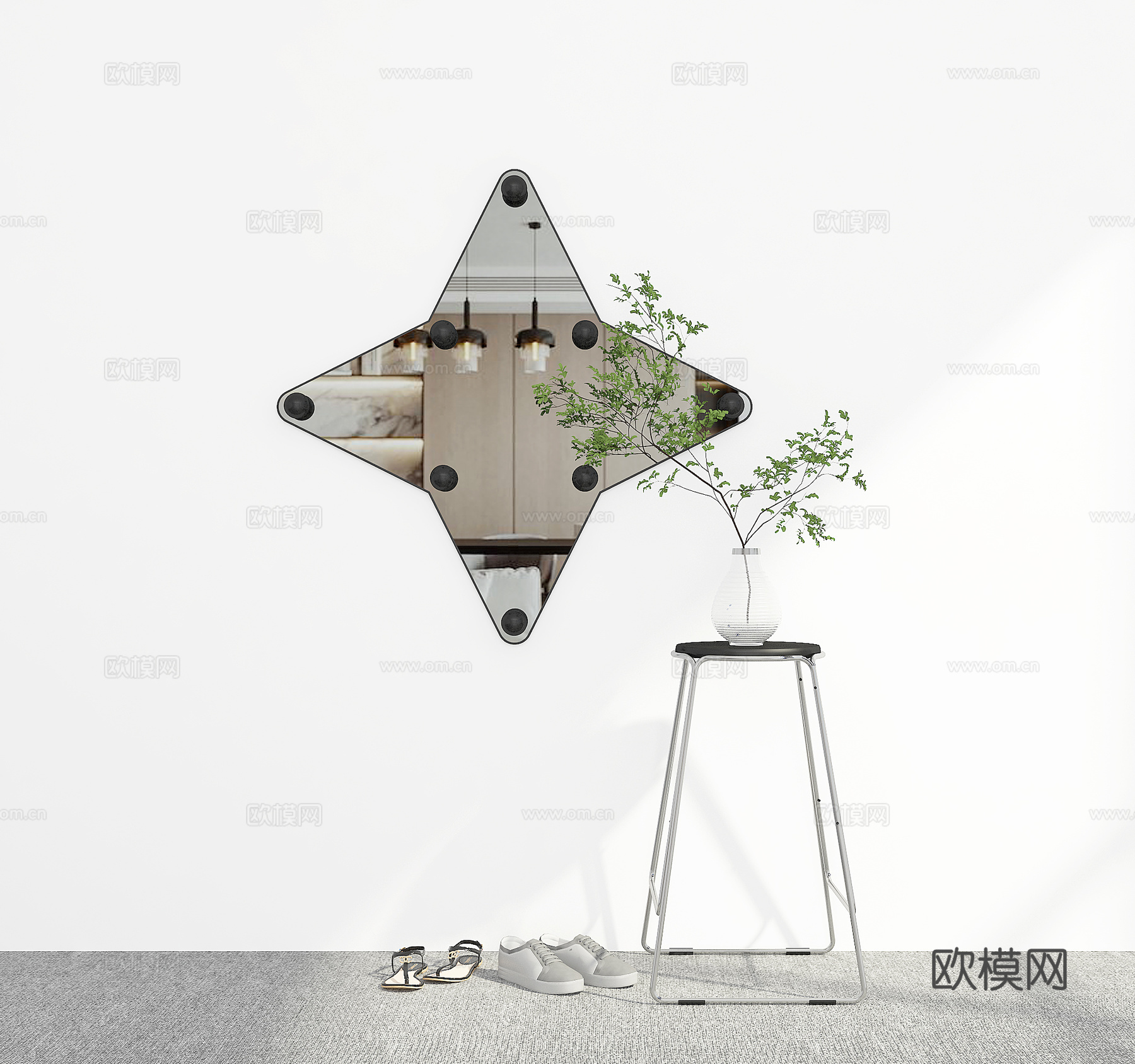 现代挂镜3d模型