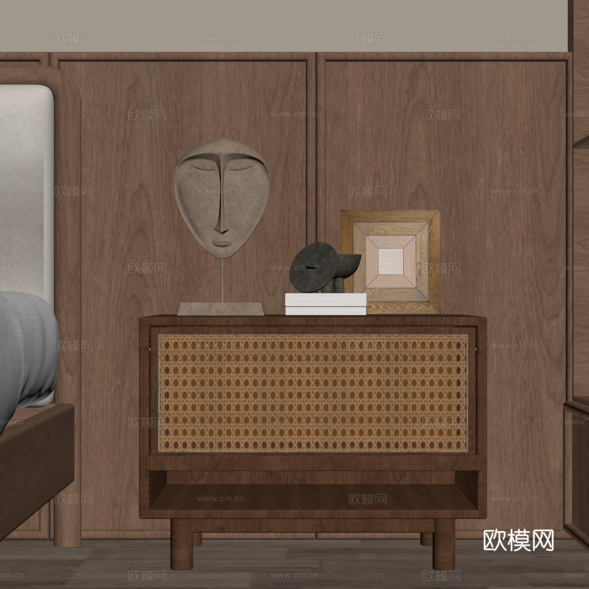床头柜 中古风床头柜su模型