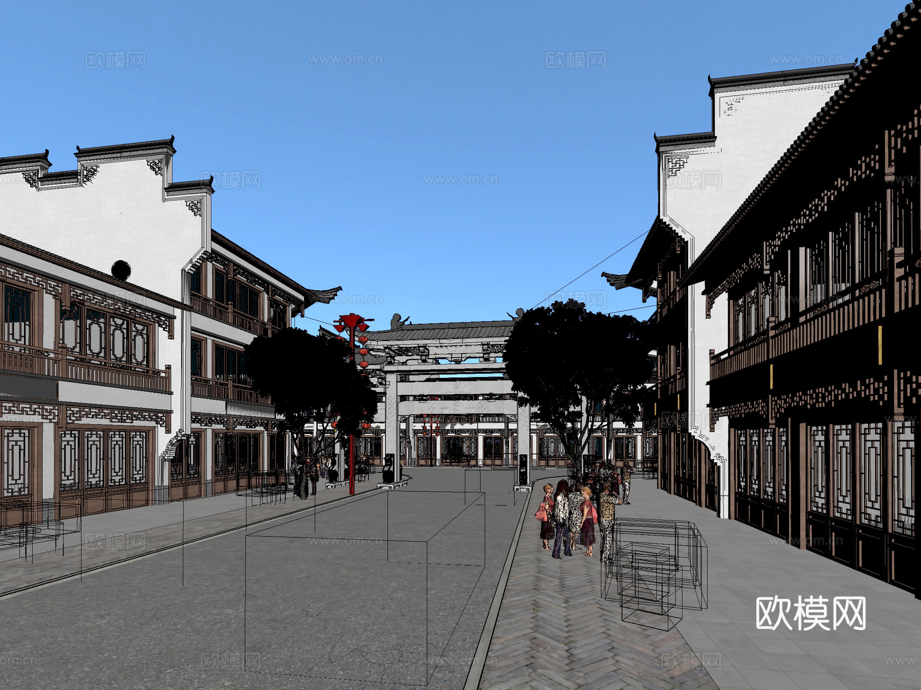 古建 小镇 商业街 中式建筑3d模型