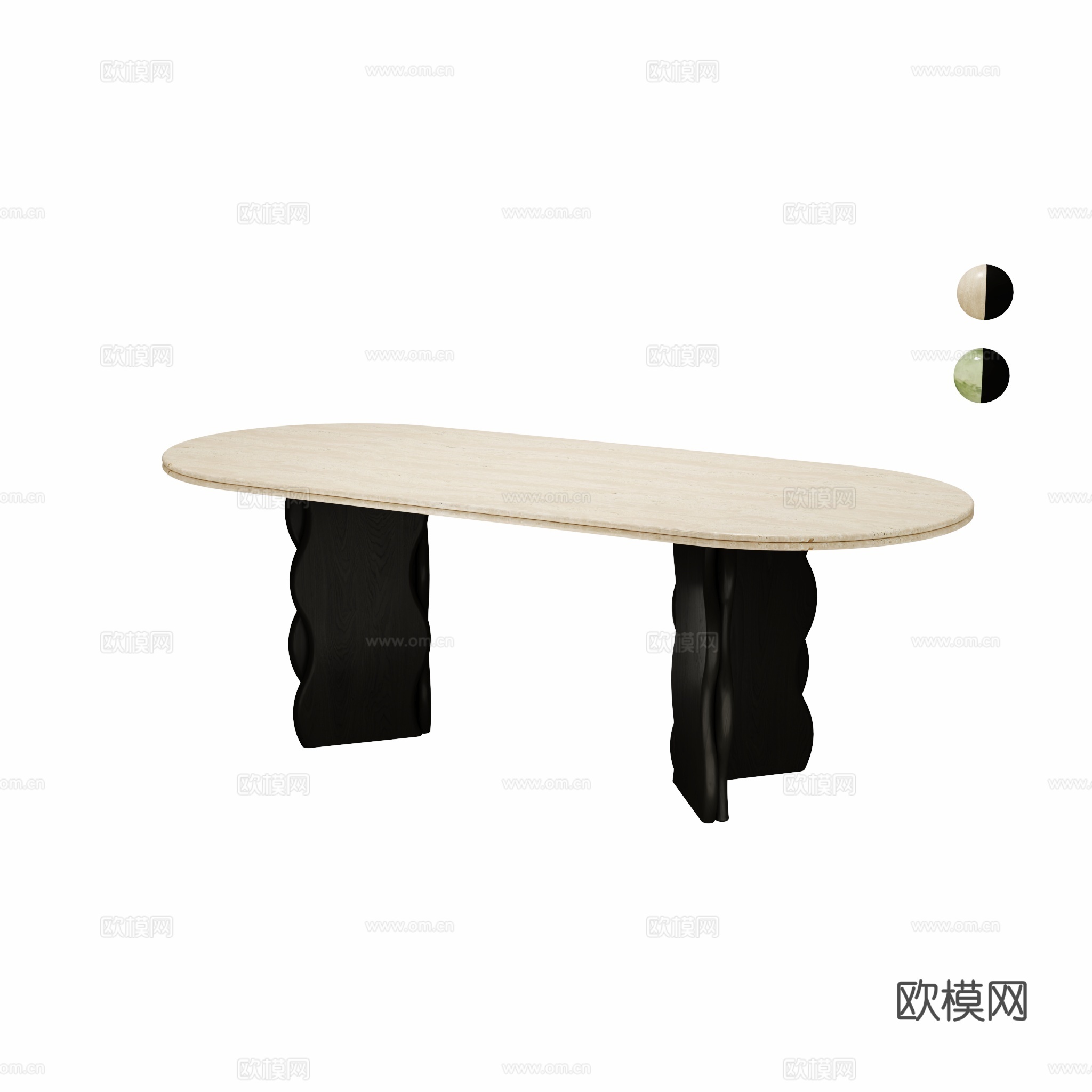 得闲 斑斓长桌 中古风长餐桌3d模型