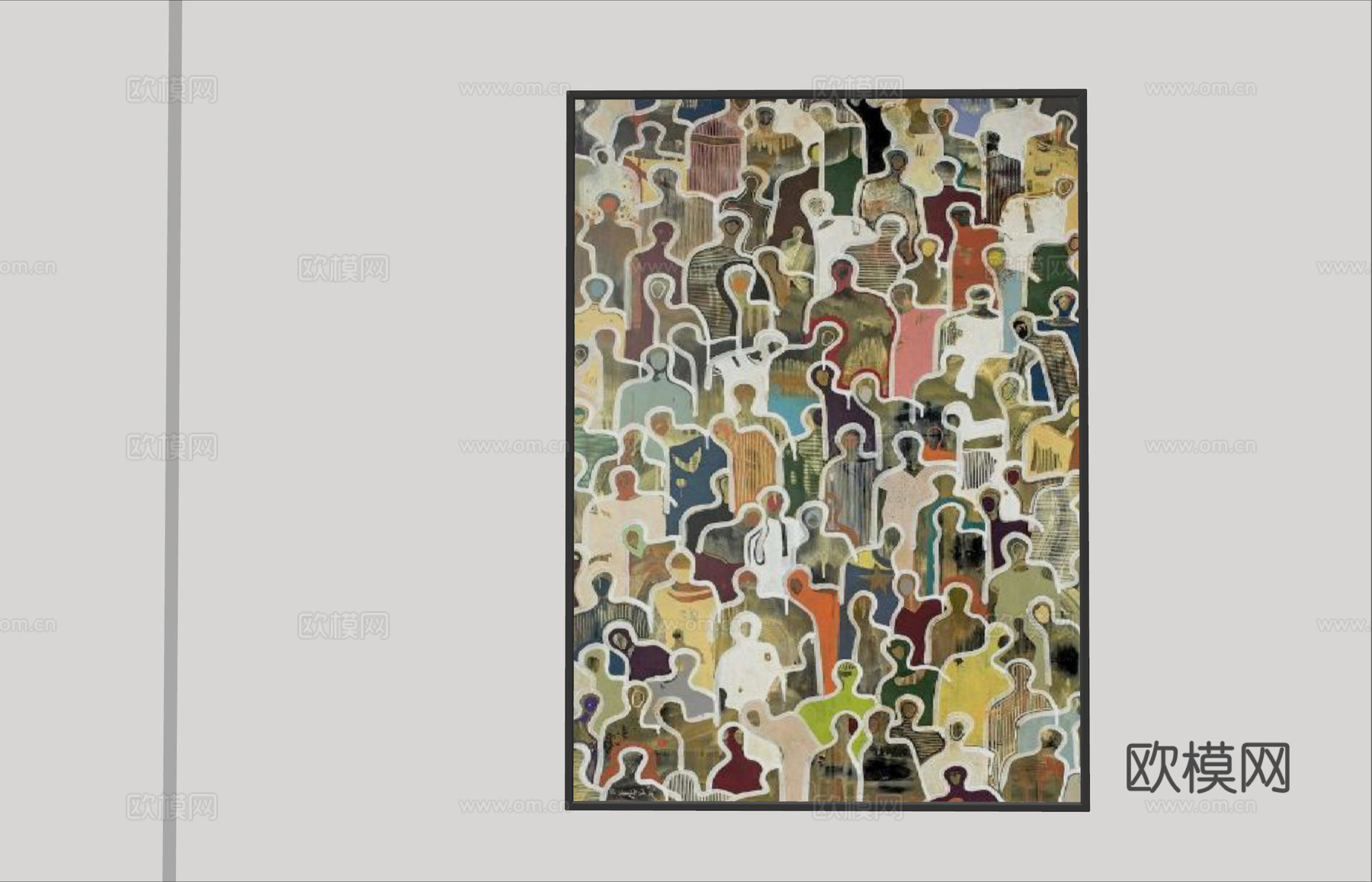 现代极简装饰画 侘寂中古风挂画 奶油风装饰画 意式挂画 黑白su模型