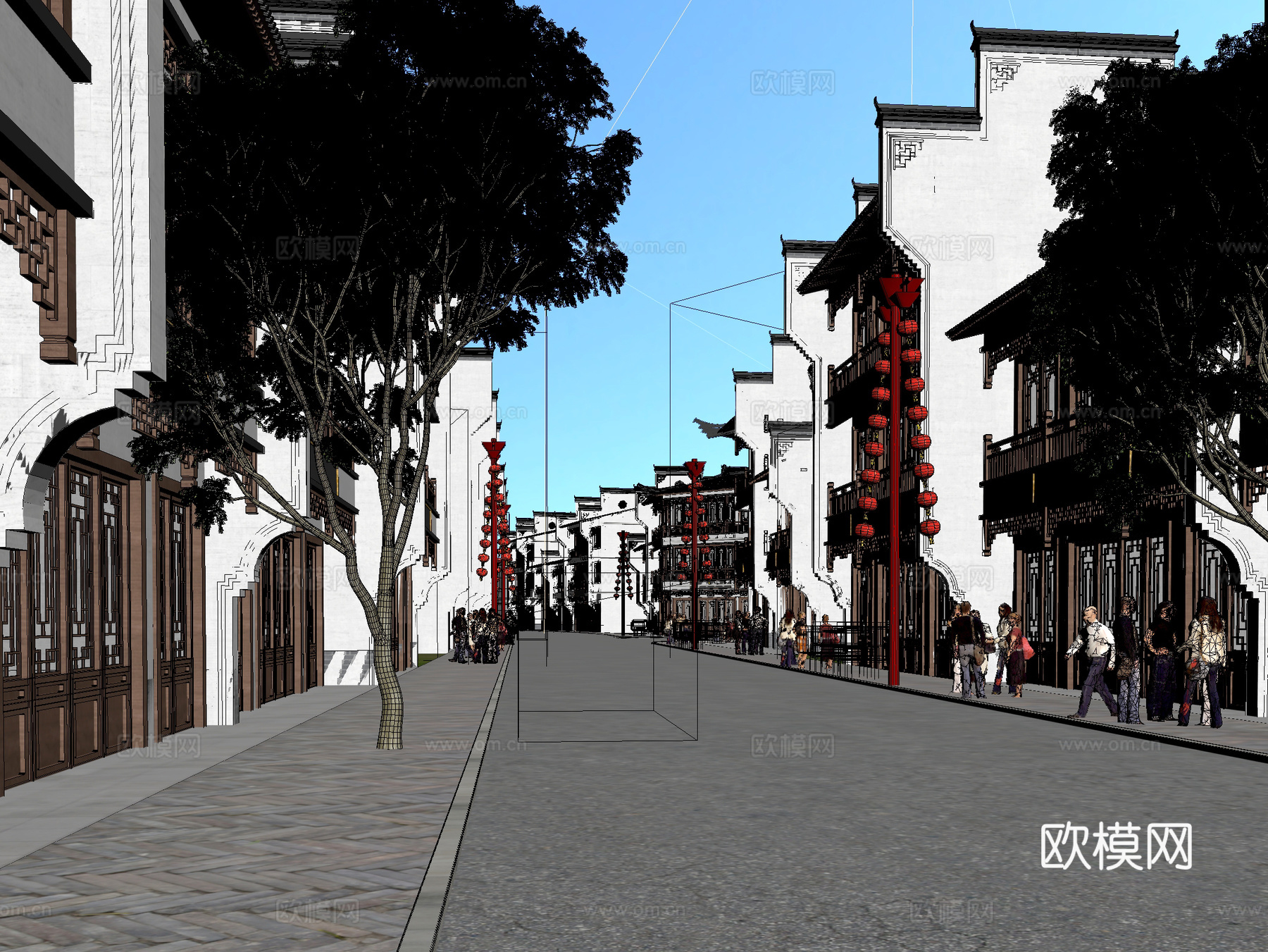 古建 小镇 商业街 中式建筑3d模型