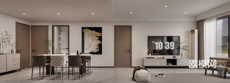 現(xiàn)代客餐廳3d模型下載(渲染圖2)