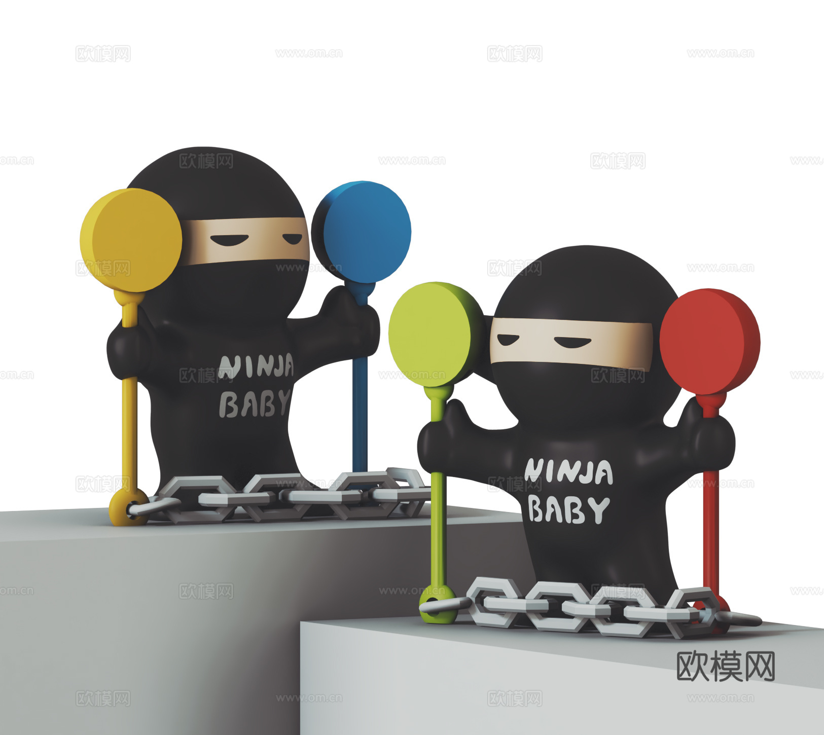 现代公仔 儿童玩具 Q版忍者公仔 装饰摆件 陈设品su模型