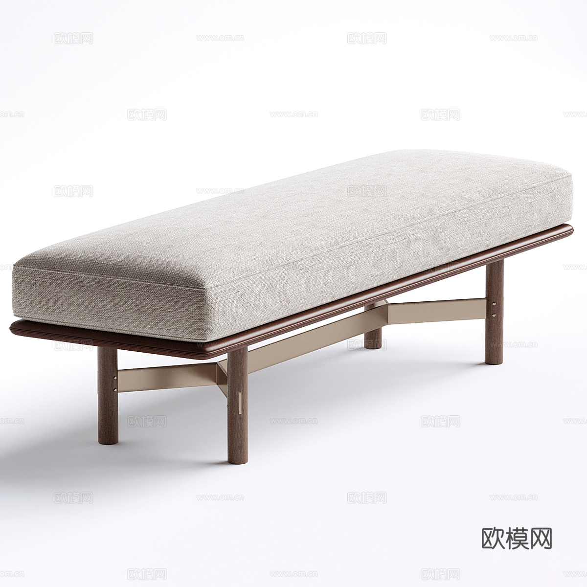 新中式轻奢布艺长凳3d模型