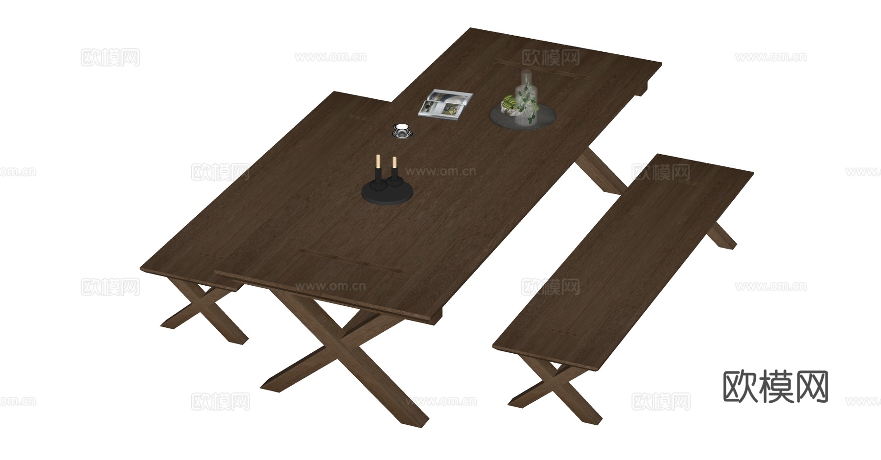 现代户外家具 餐桌椅su模型