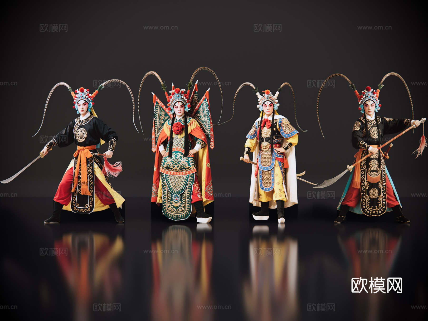 2D京剧人物 生旦净末丑 武生 戏剧角色 地方戏剧 潮剧su模型