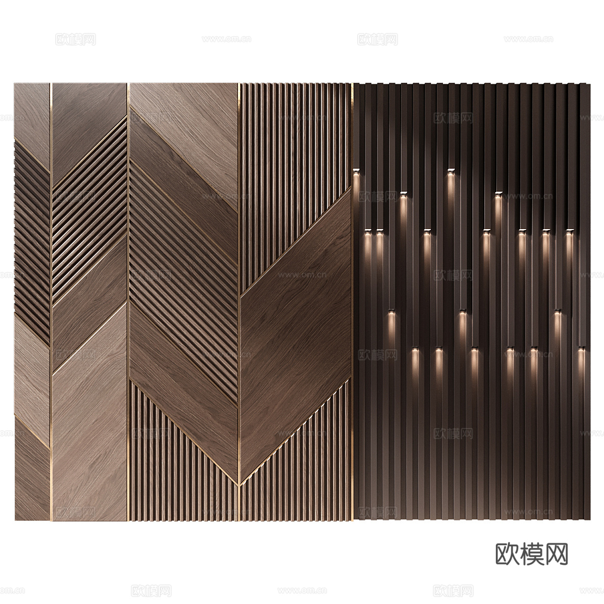 现代意式轻奢木格栅背景墙3d模型