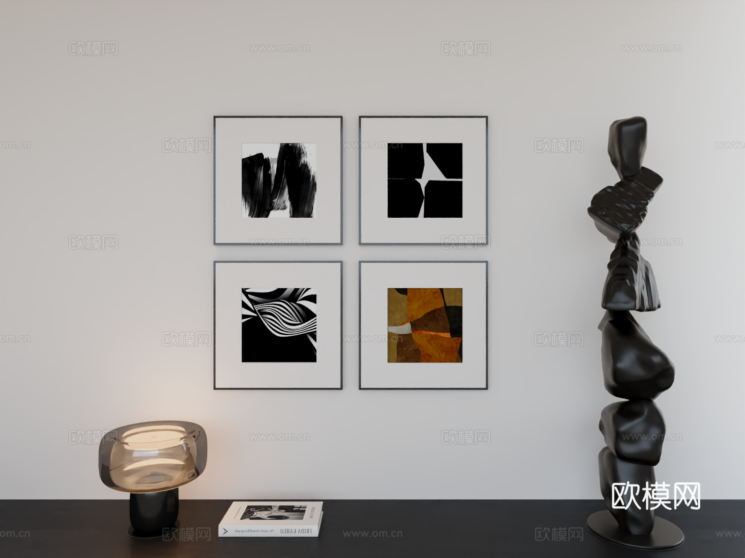 现代简约挂画极简阵列挂画3d模型