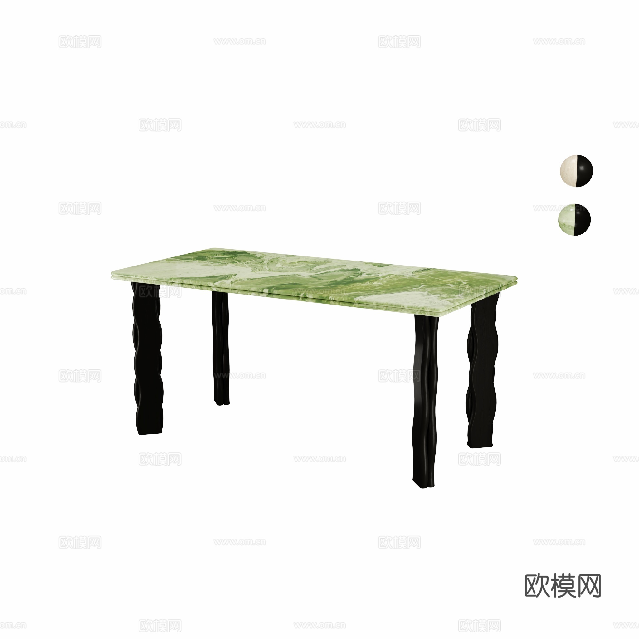 得闲 斑斓长桌 中古风长餐桌3d模型