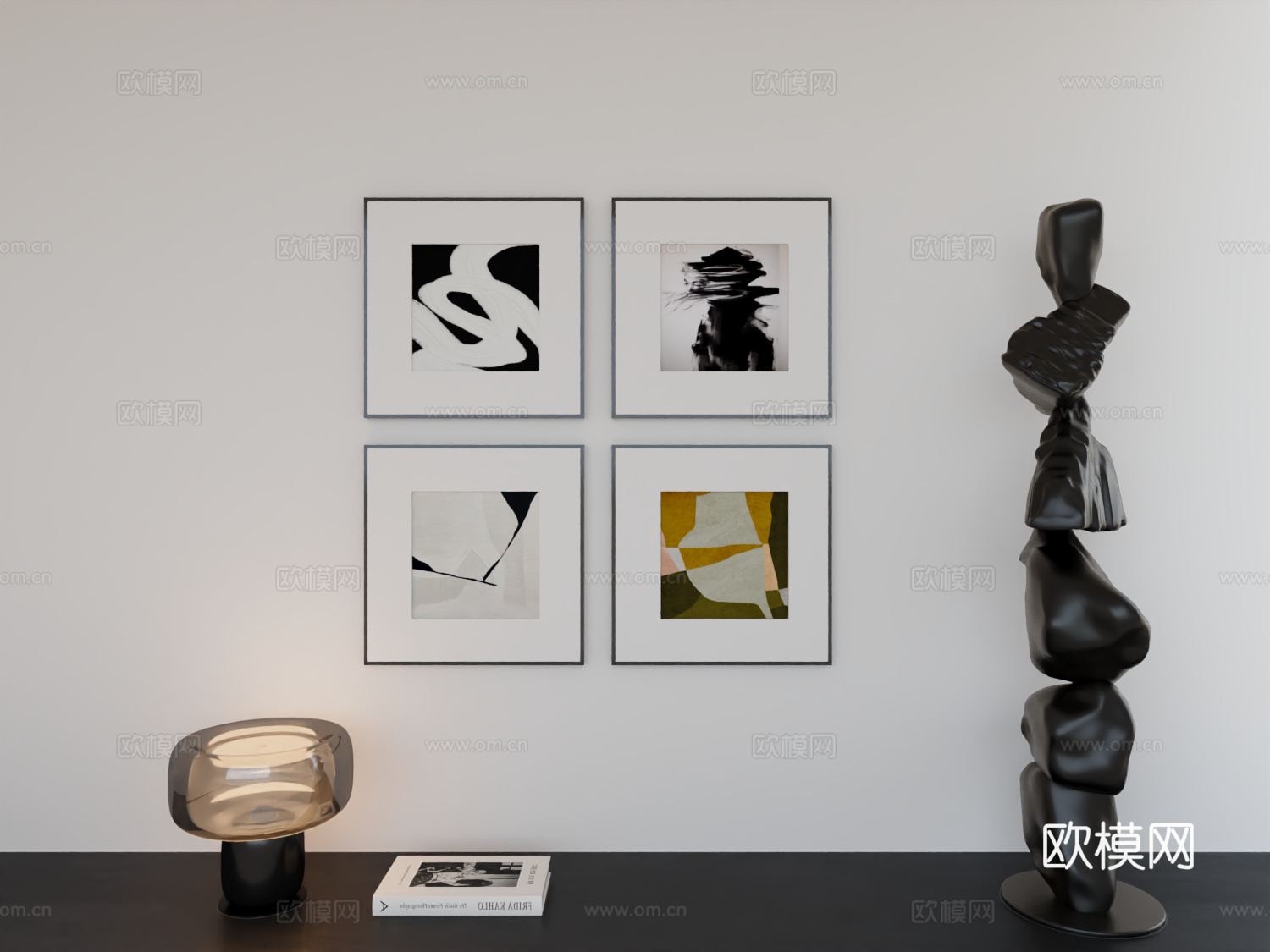 现代简约挂画极简阵列挂画3d模型