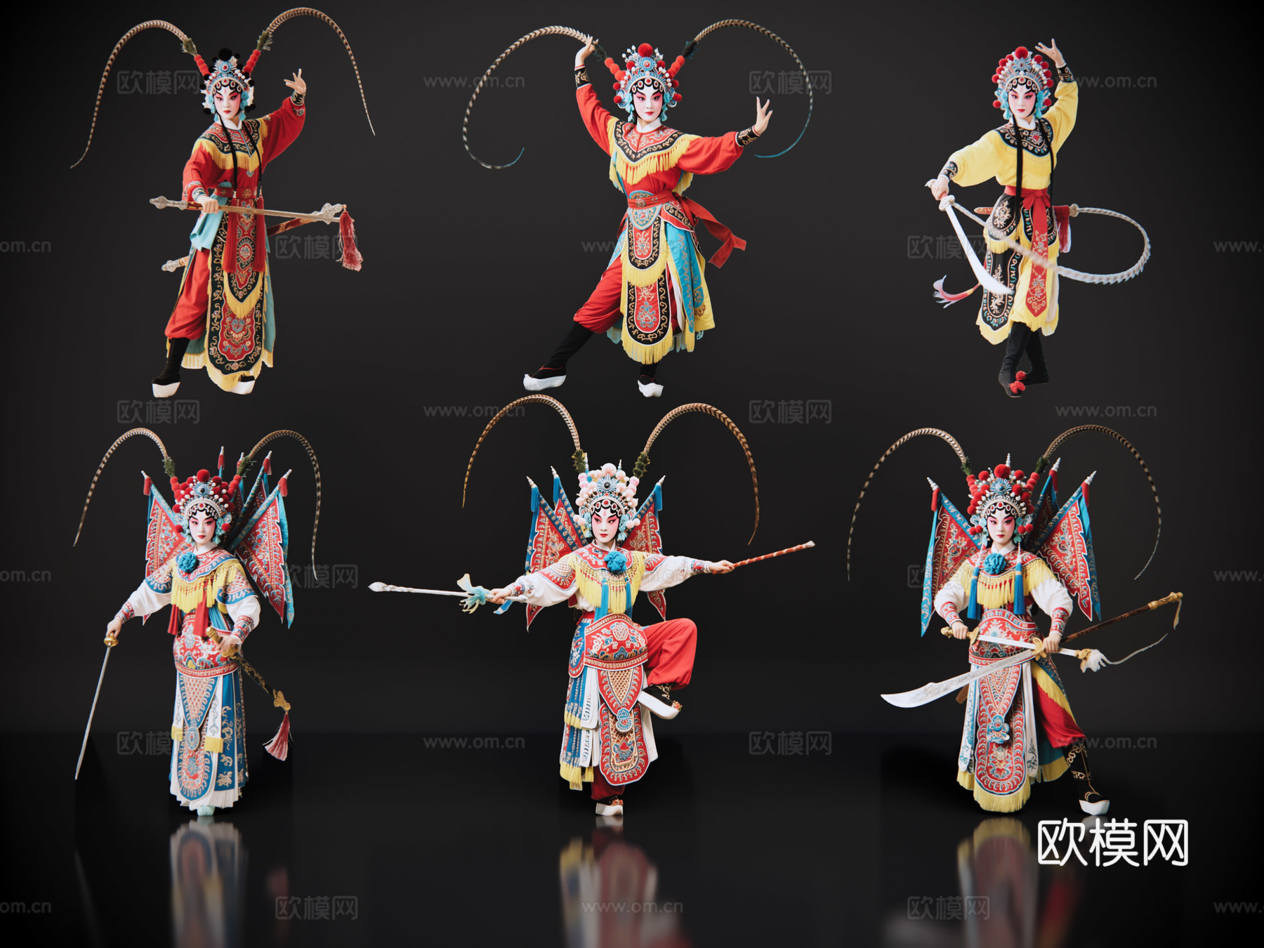 2D京剧人物 生旦净末丑 刀马旦 戏剧角色 地方戏剧 潮剧su模型