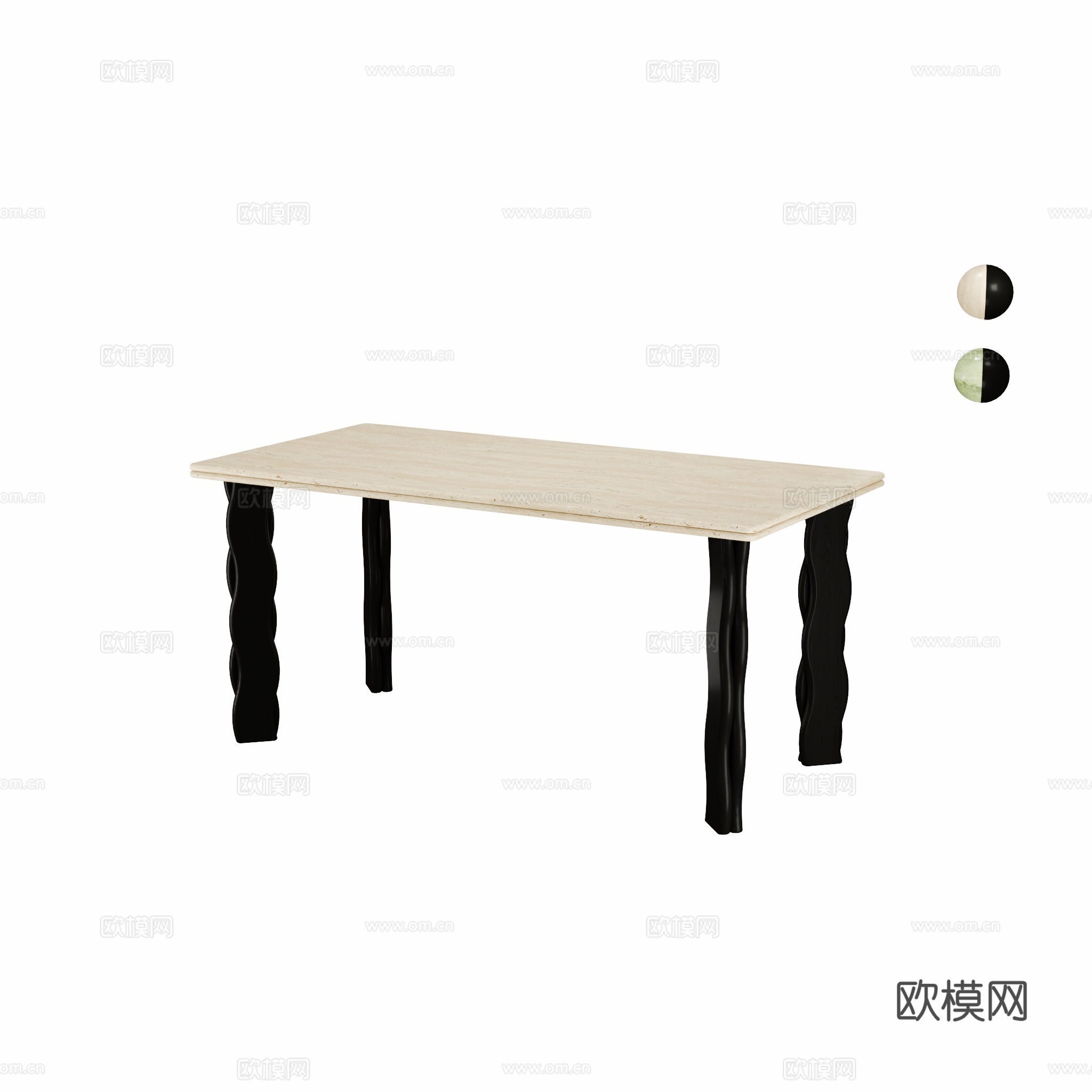 得闲 斑斓长桌 中古风长餐桌3d模型