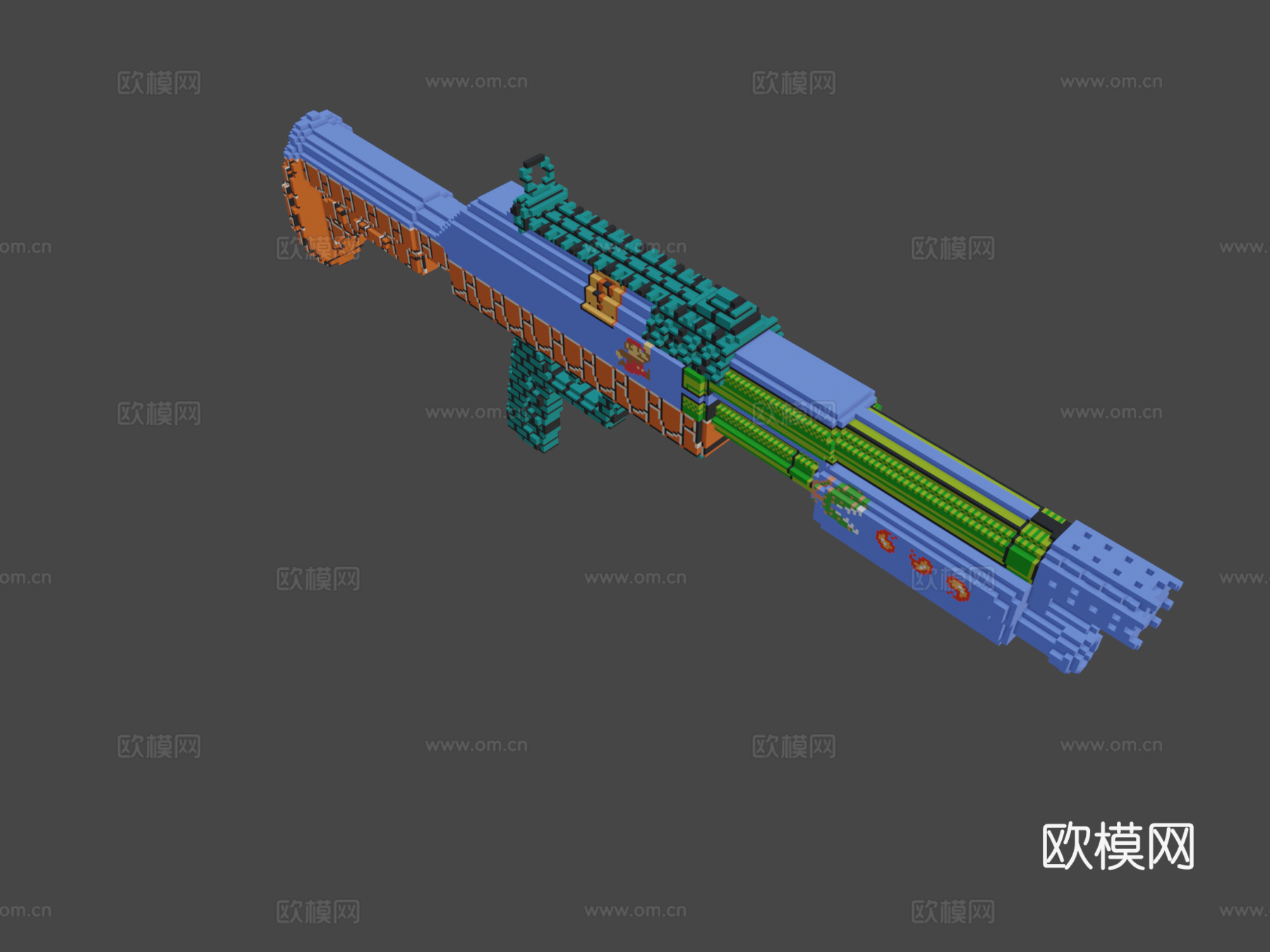 体素雷明顿870-复古(立方体64X)3d模型
