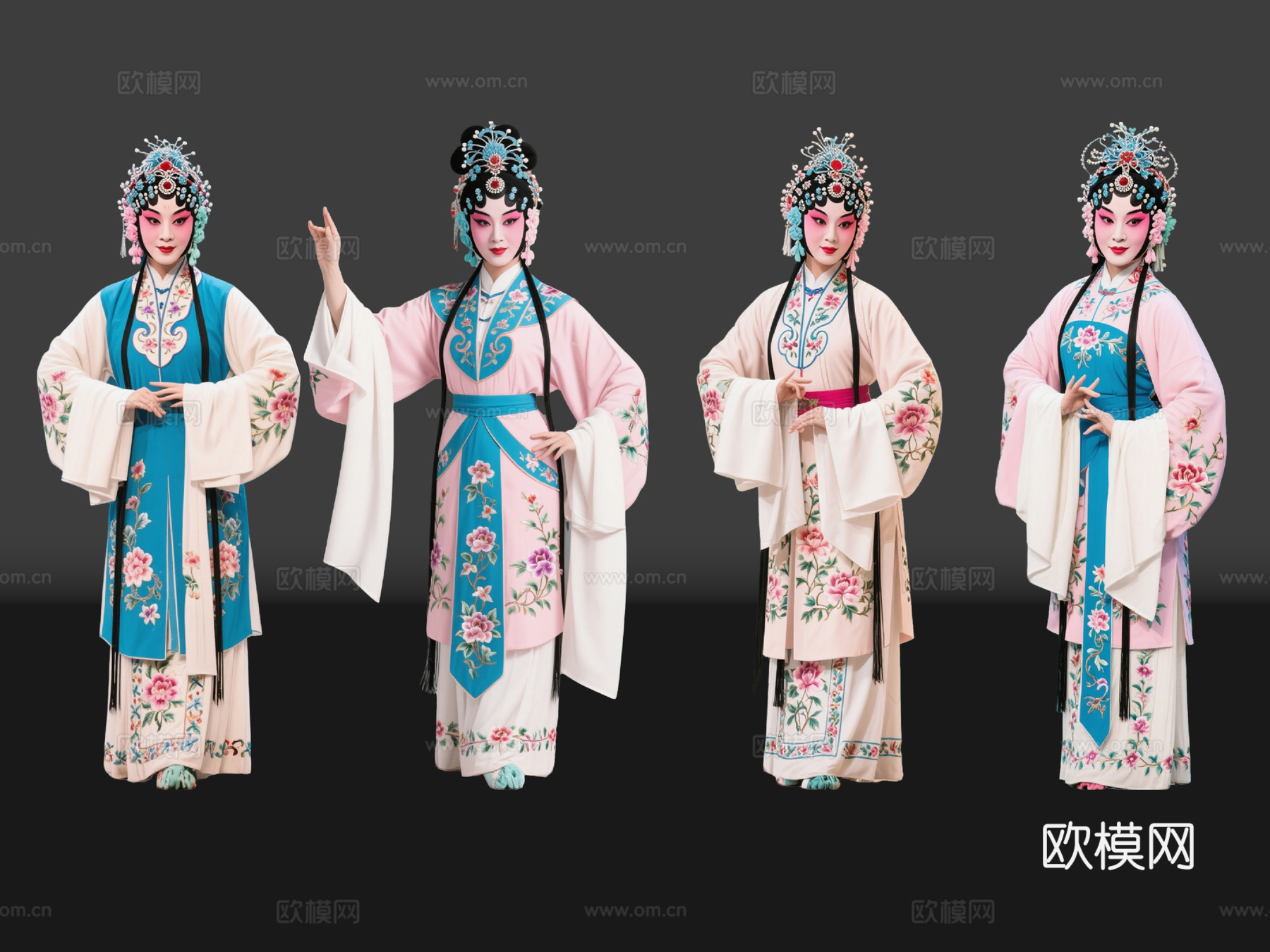 2D京剧人物 生旦净末丑 花旦正旦 戏剧角色 地方戏剧 潮剧su模型