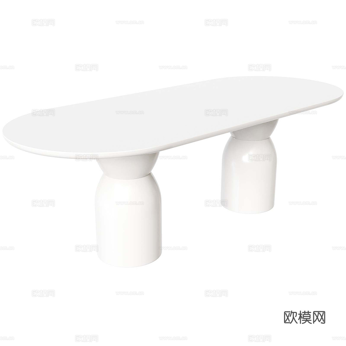 现代奶油风椭圆餐桌3d模型