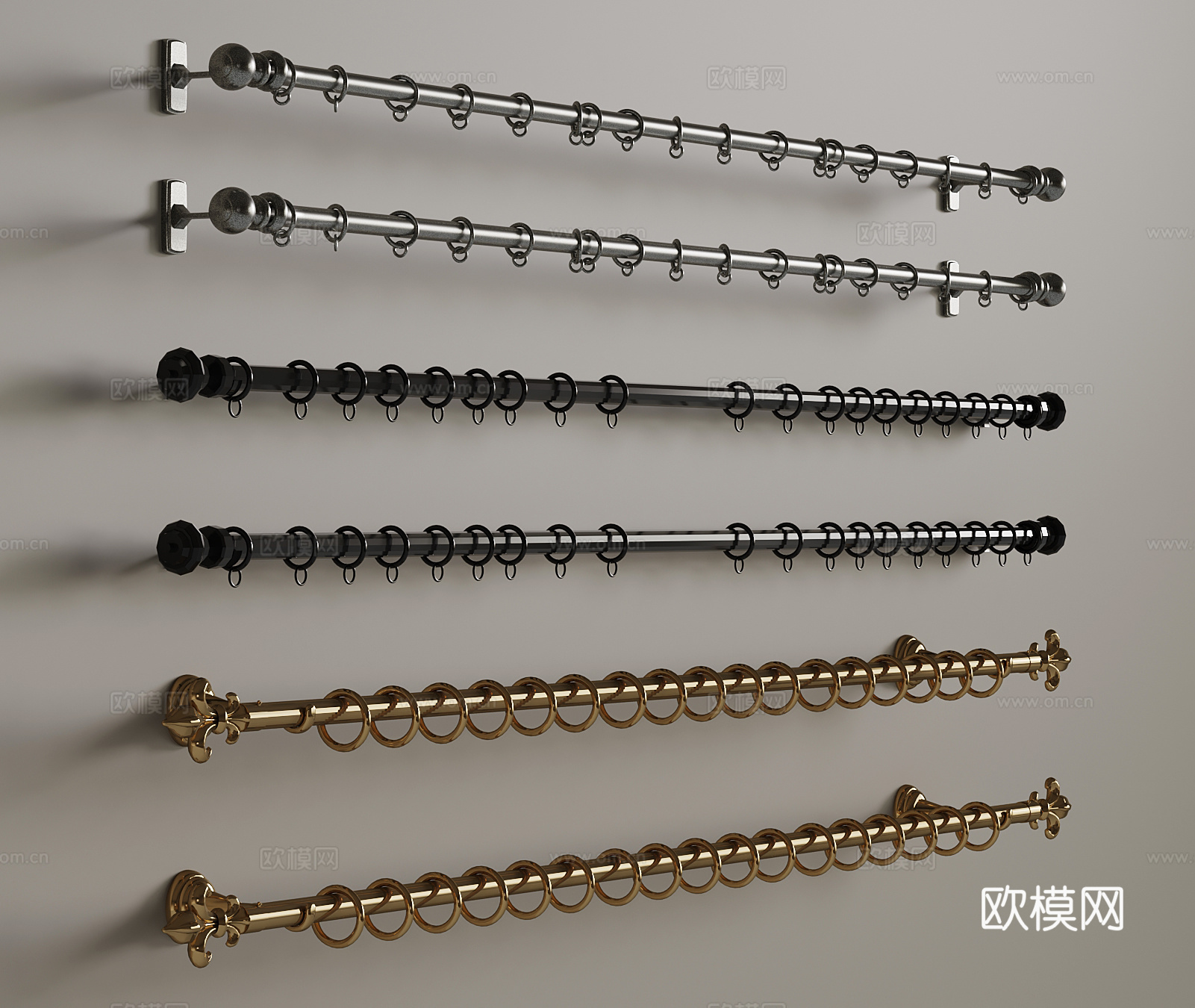 窗帘杆 现代窗帘杆 金属窗帘杆su模型