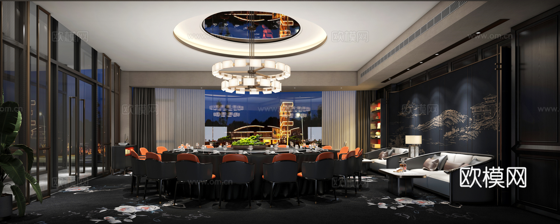 新中式餐厅包厢3d模型
