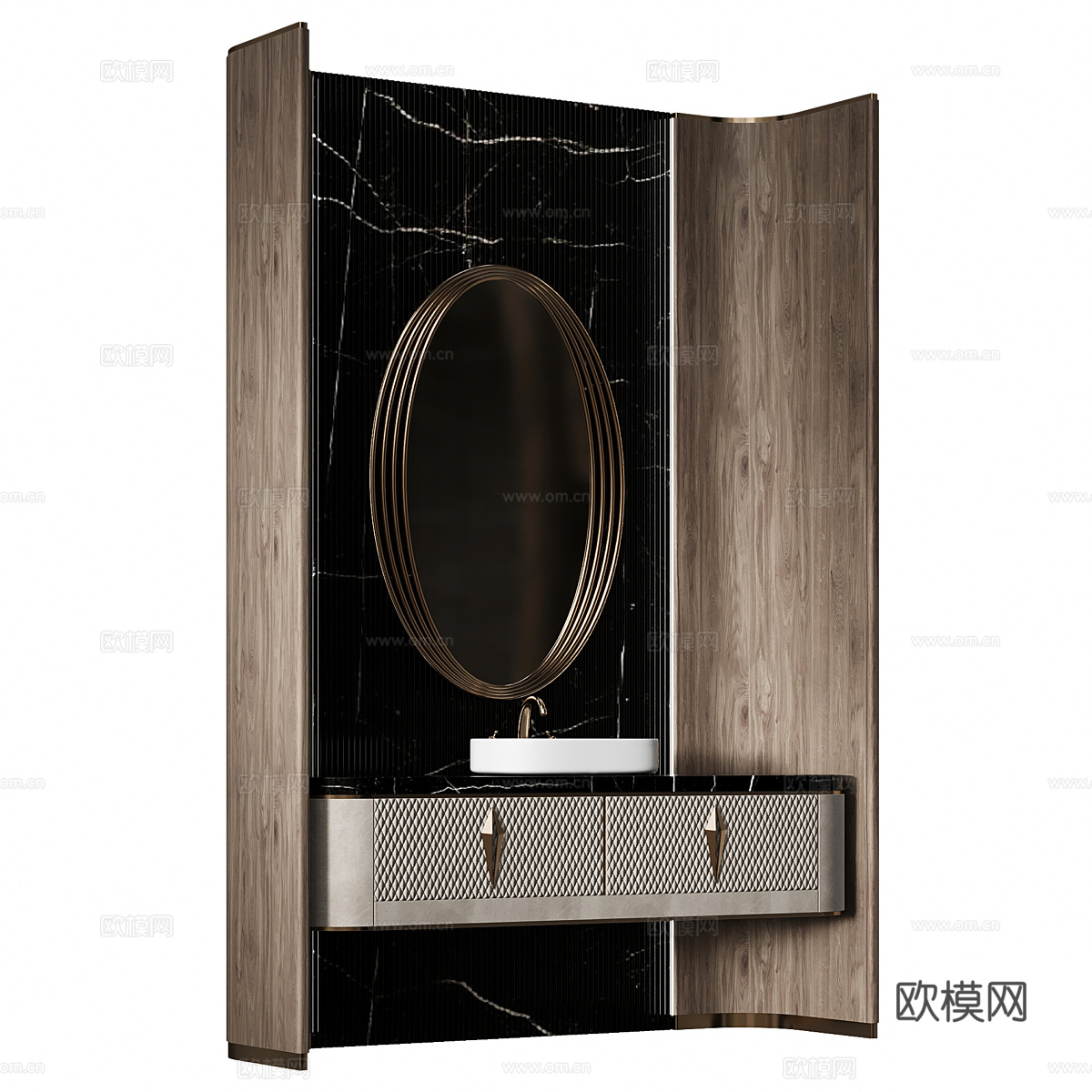 现代意式轻奢浴室柜 台盆柜3d模型