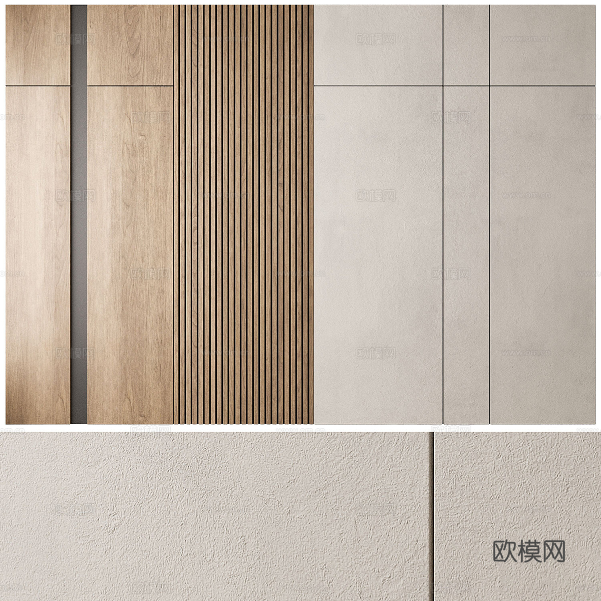 现代极简沙发背景墙3d模型