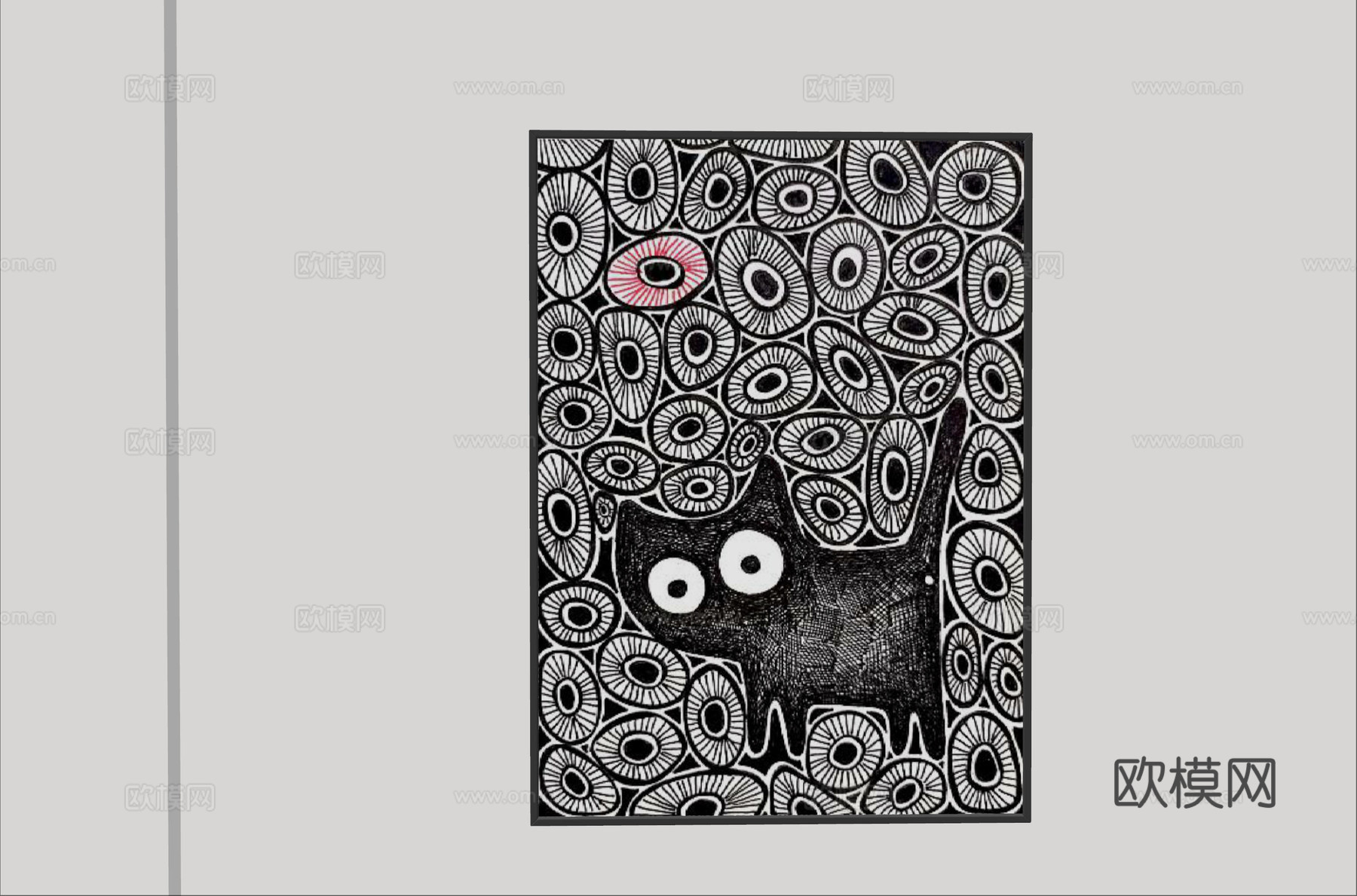 现代极简装饰画 侘寂中古风挂画 奶油风装饰画 意式挂画 黑白su模型