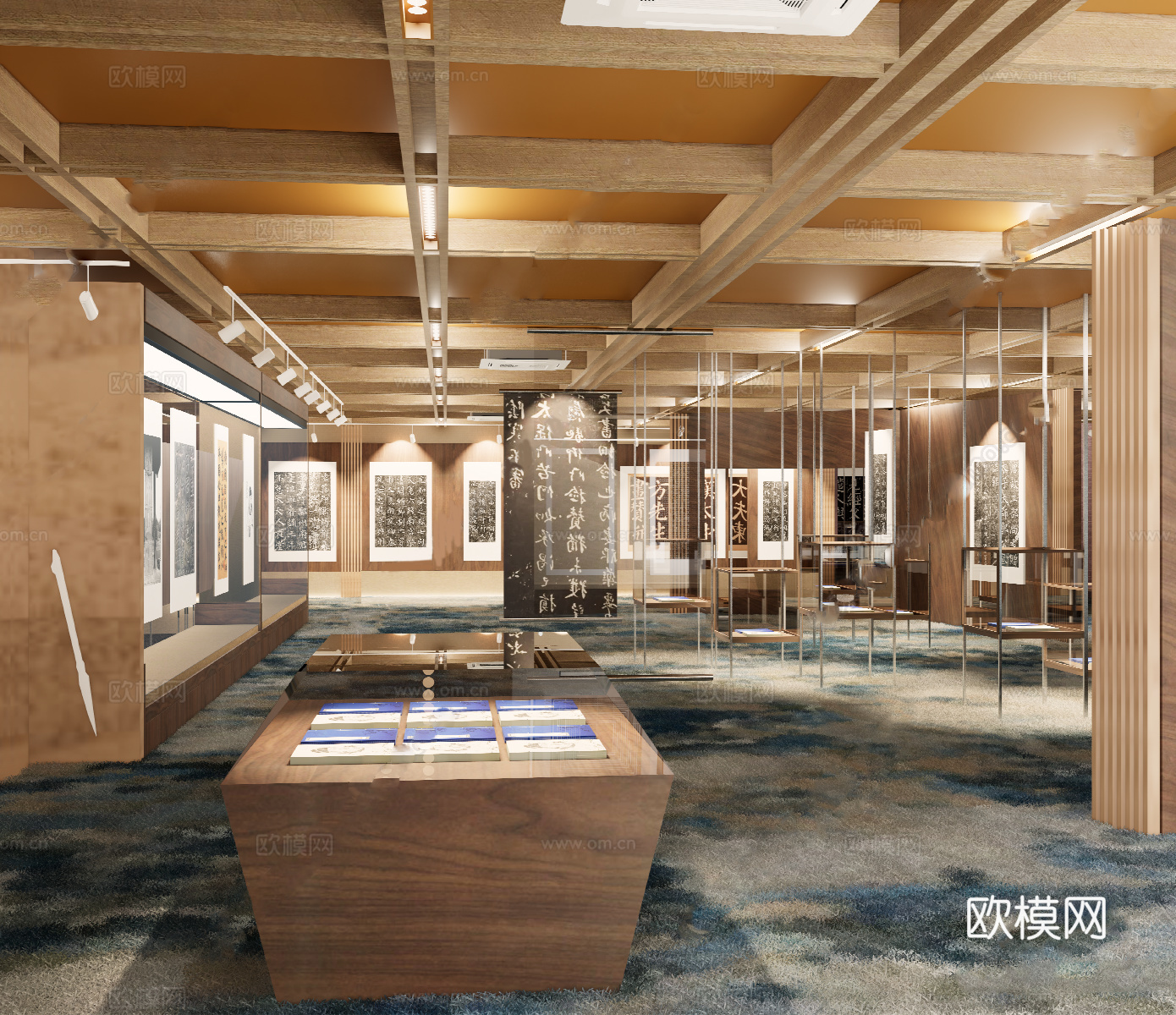中式书画展厅  装饰画su模型