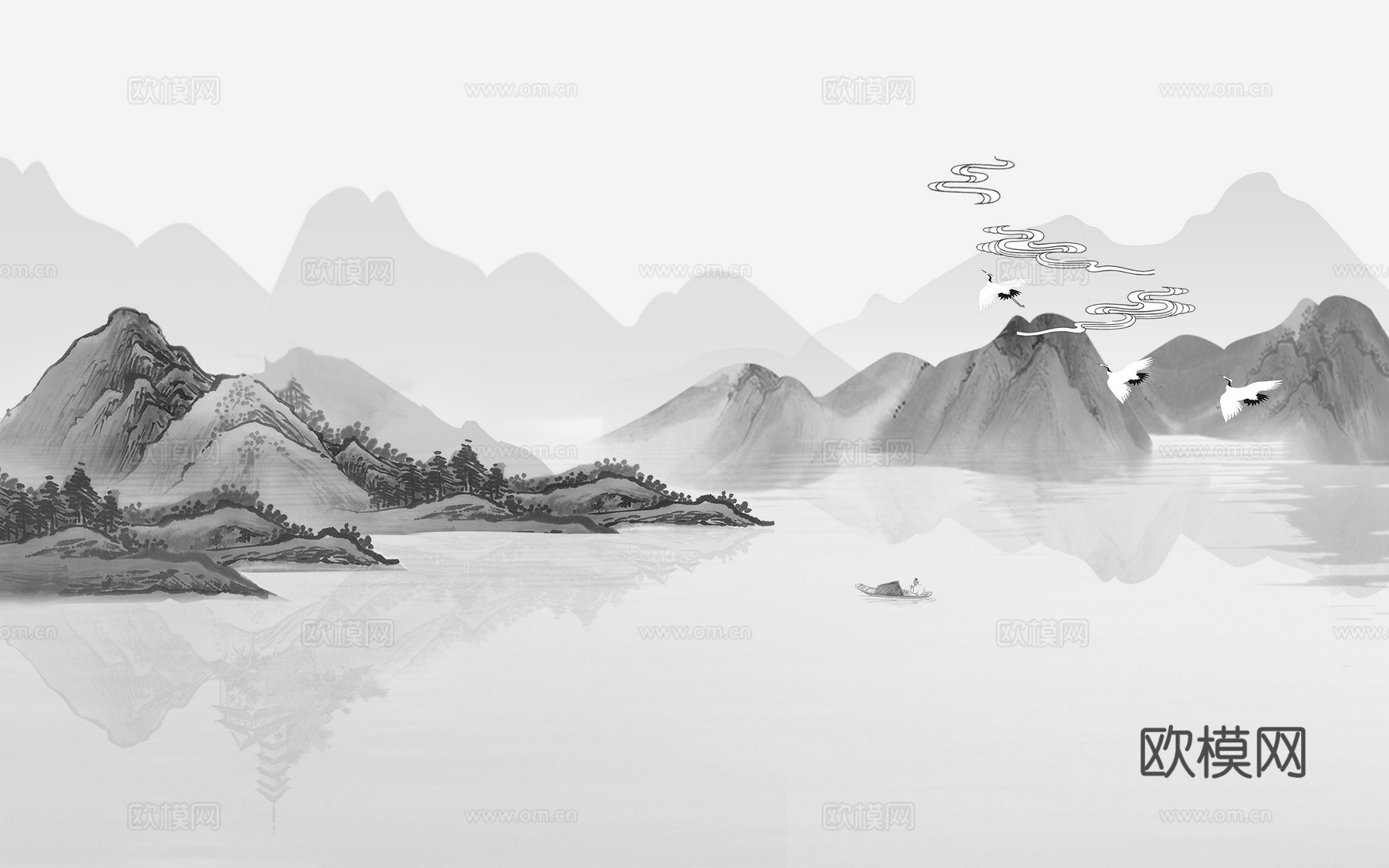 中式山水壁纸壁画  新中式山水壁纸壁画