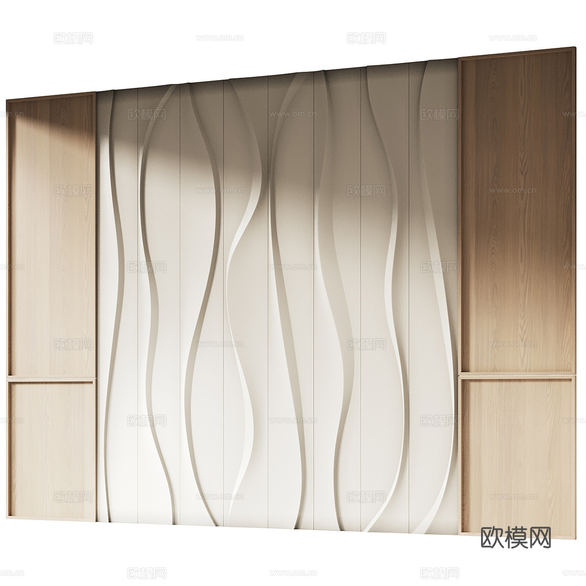 新中式床头背景墙3d模型