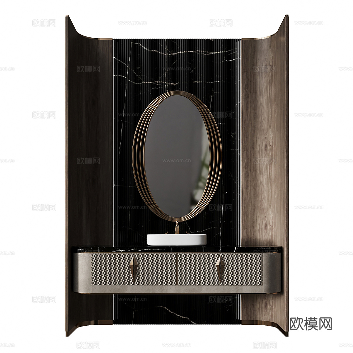 现代意式轻奢浴室柜 台盆柜3d模型
