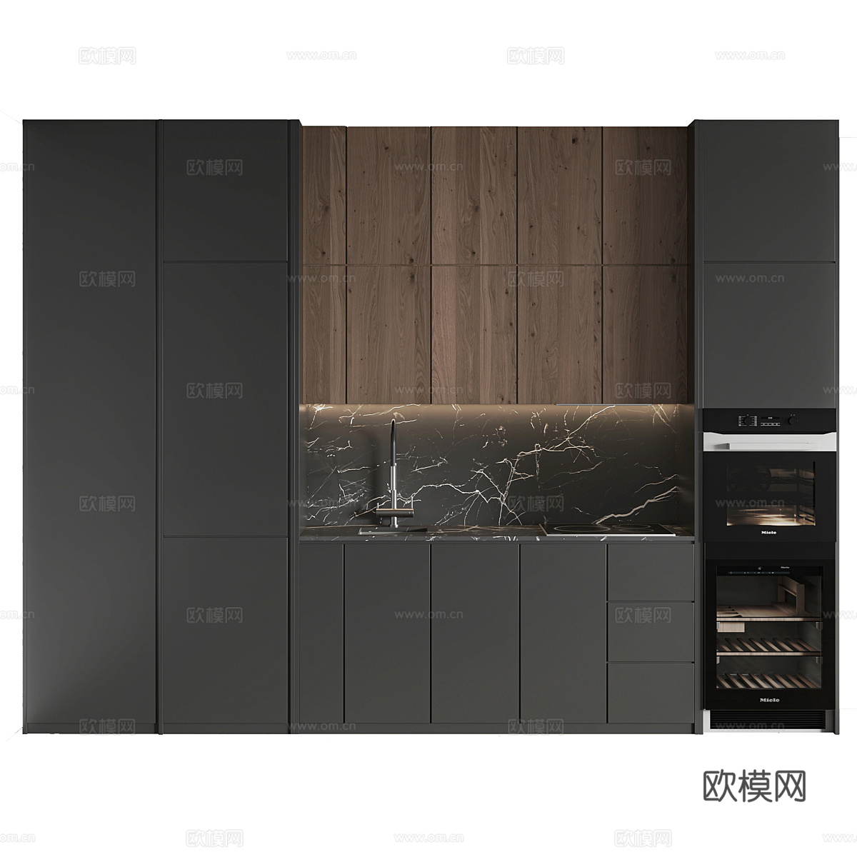 现代意式极简橱柜3d模型
