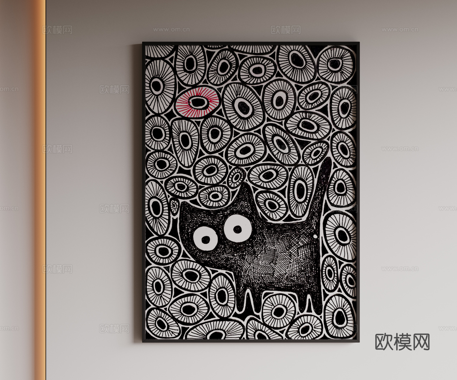 现代极简装饰画 侘寂中古风挂画 奶油风装饰画 意式挂画 黑白su模型